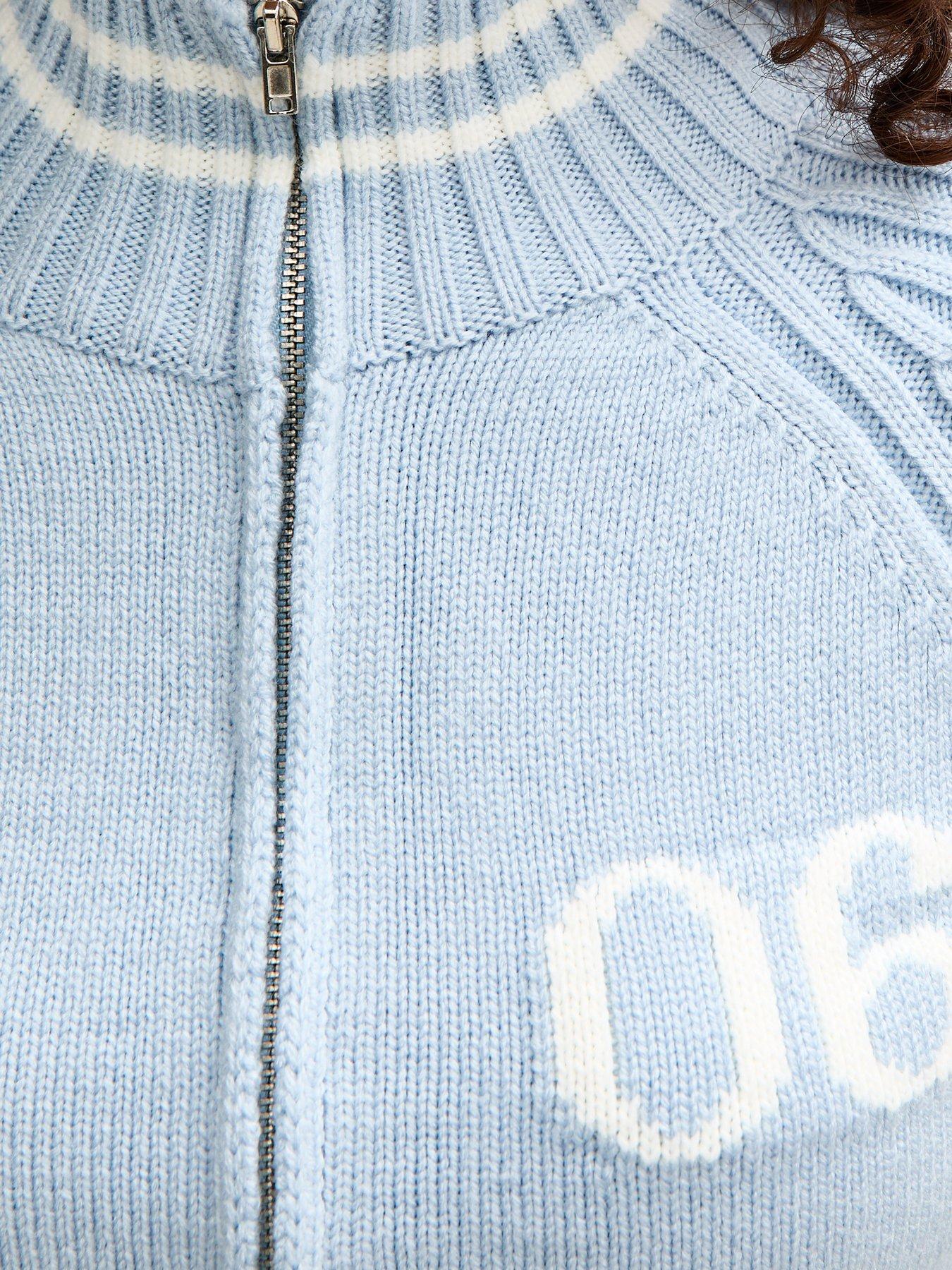  image of new-look-915-girls-light-blue-06-knit-zip-through-sweatshirt