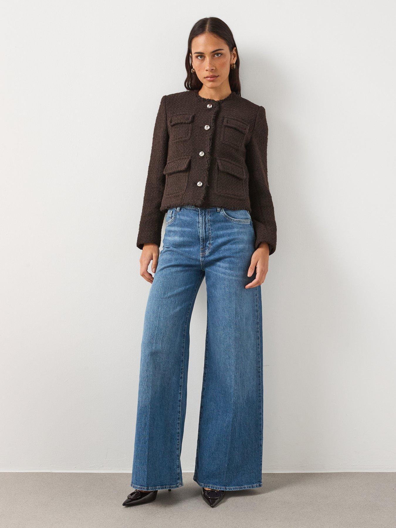 Image 3 of 6 of Mango Tweed Jacket - Brown