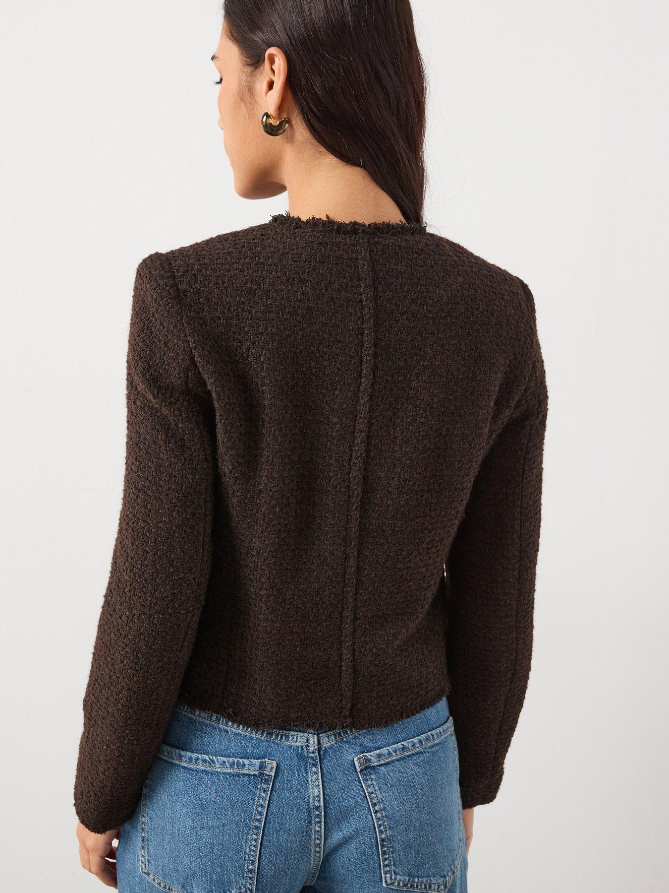 Image 5 of 6 of Mango Tweed Jacket - Brown