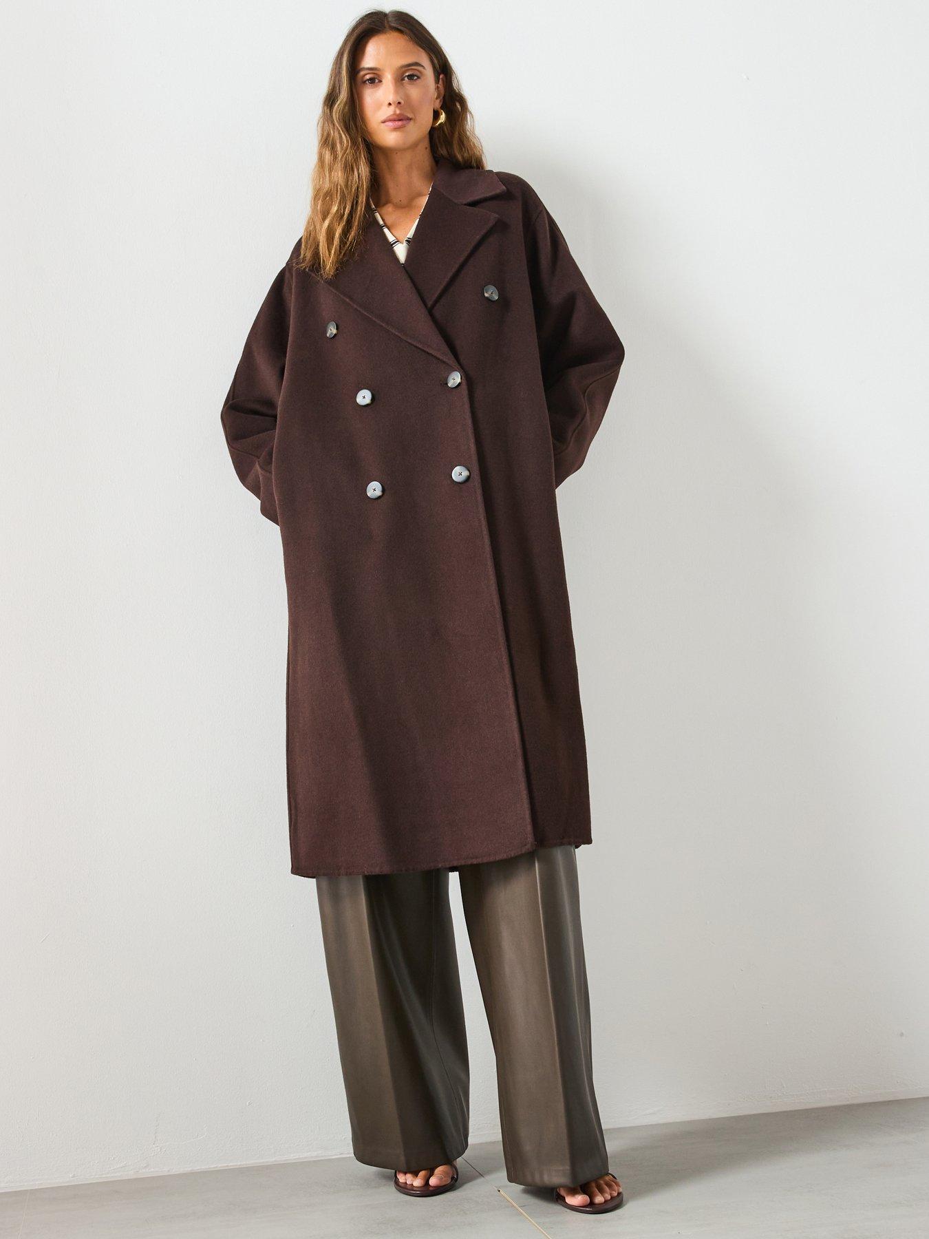 Mango Handmade Oversized Wool Coat - Brown