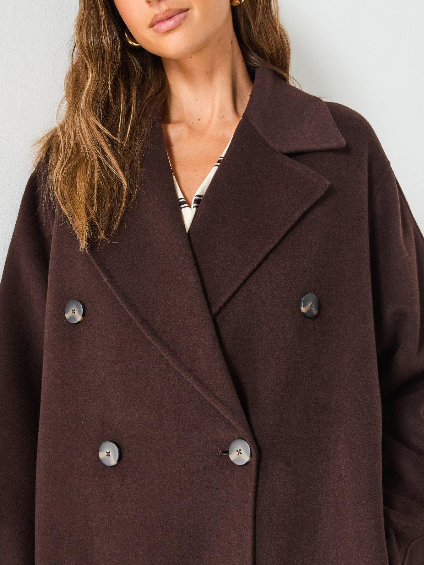 Image 4 of 5 of Mango Handmade Oversized Wool Coat - Brown