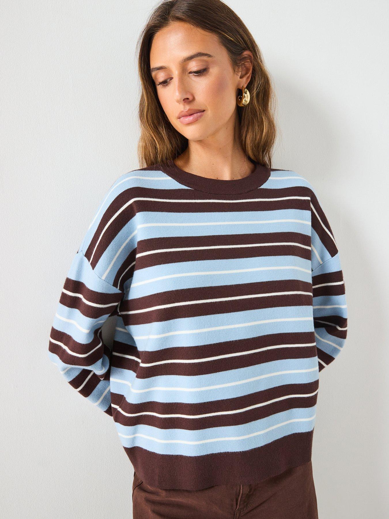 undefined Oversized Striped Sweater - Brown