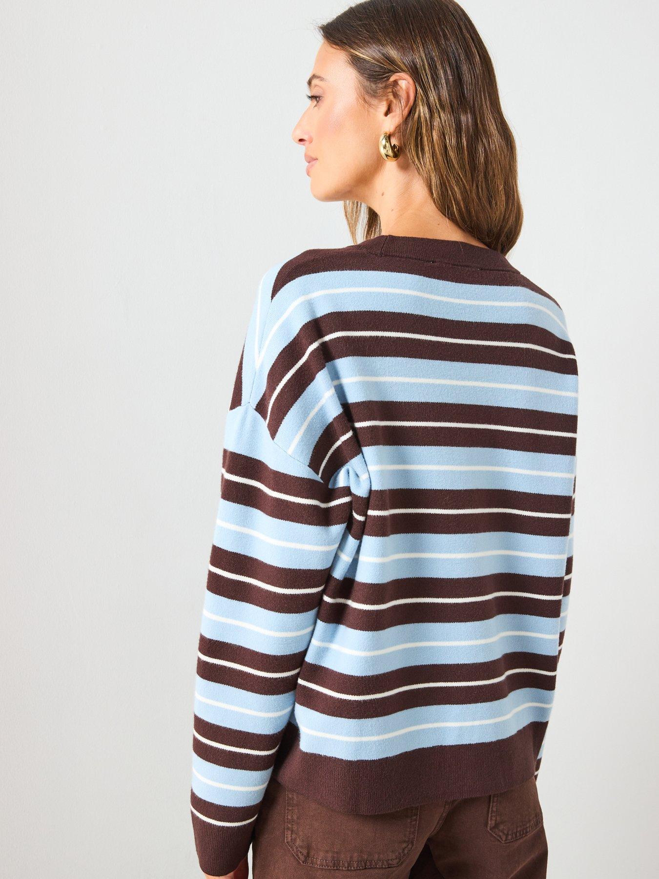 Image 2 of 6 of Mango Oversized Striped Sweater - Brown