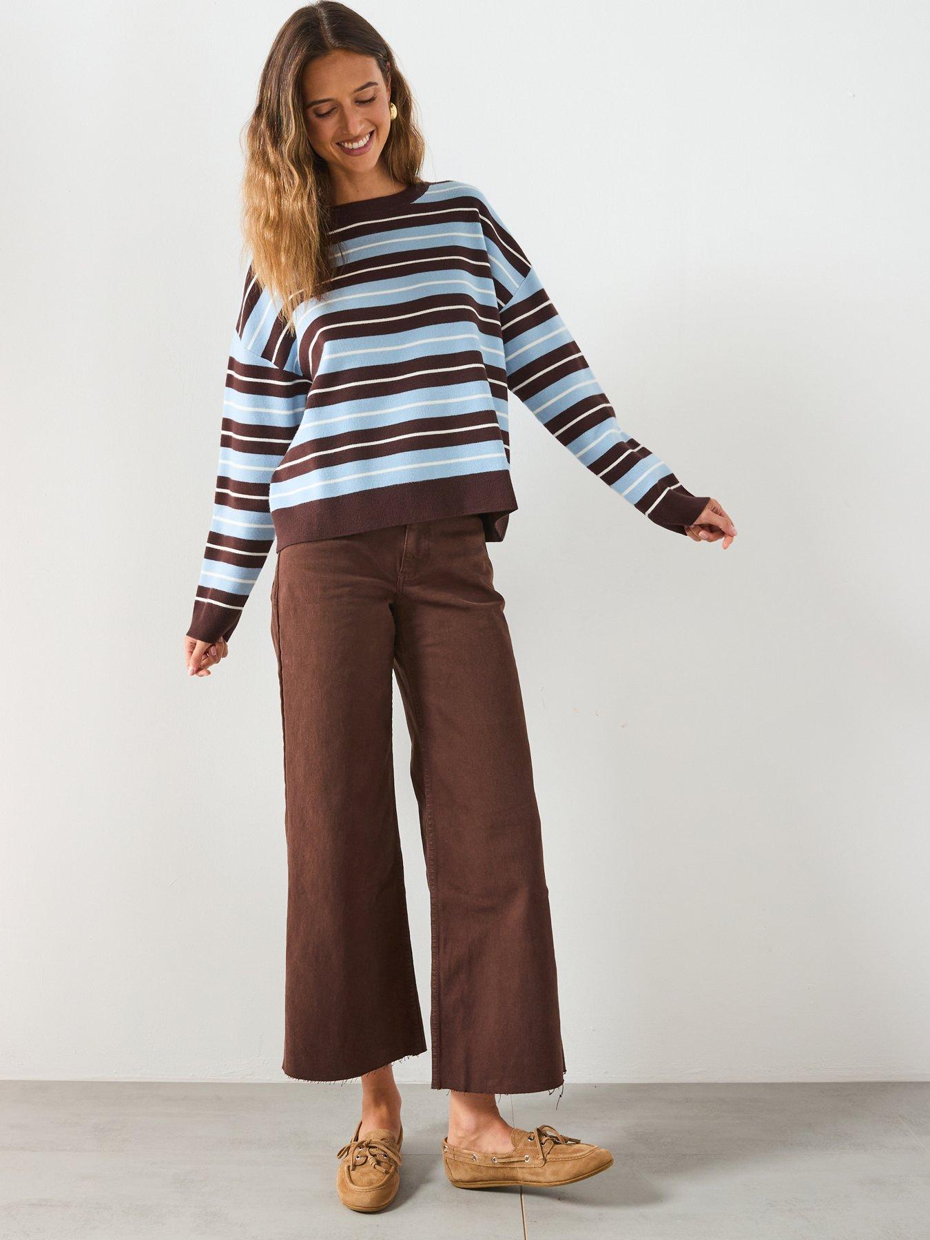 Image 6 of 6 of Mango Oversized Striped Sweater - Brown