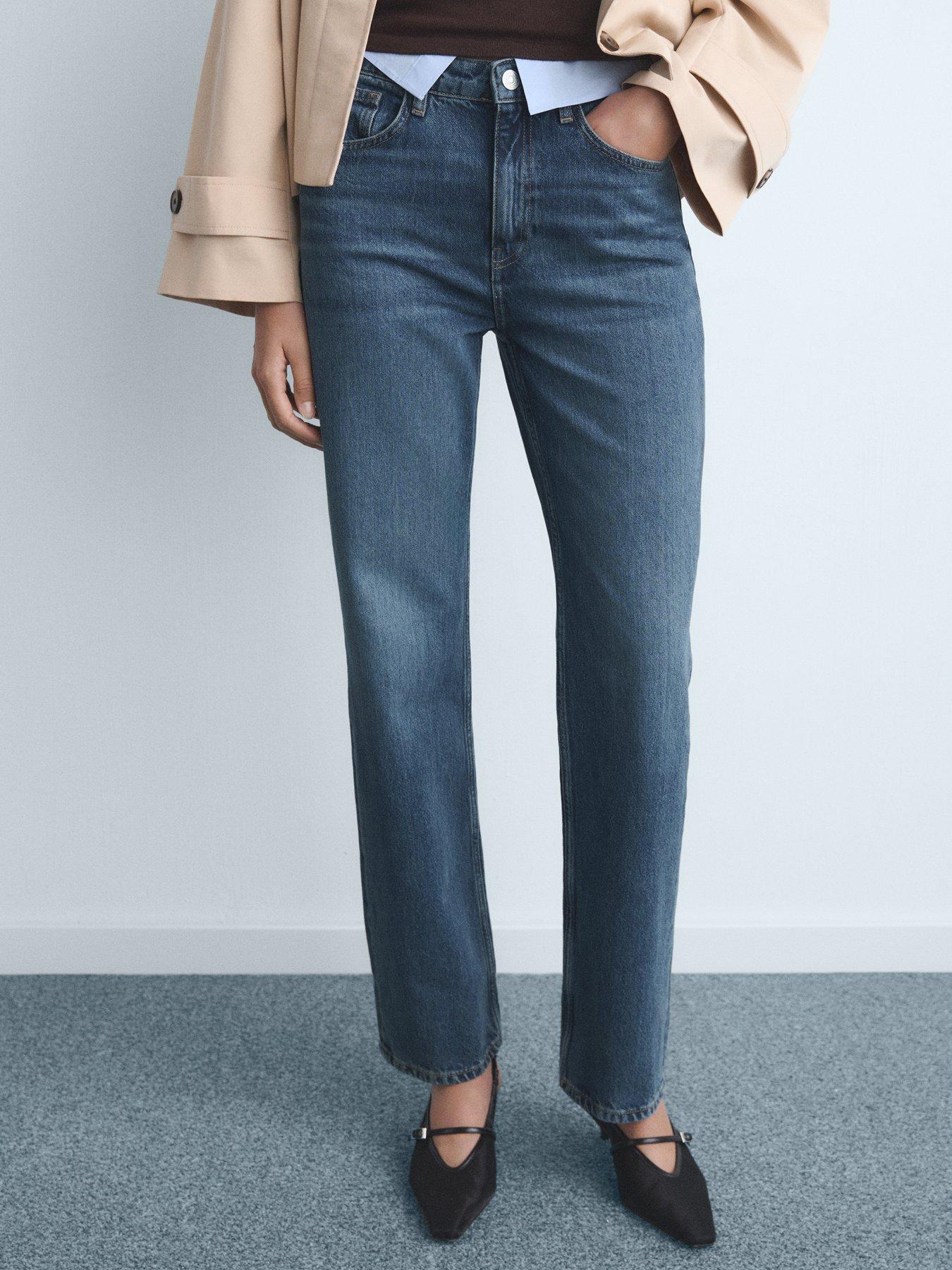 Mango Matilda High Rise Straight Jeans - Blue