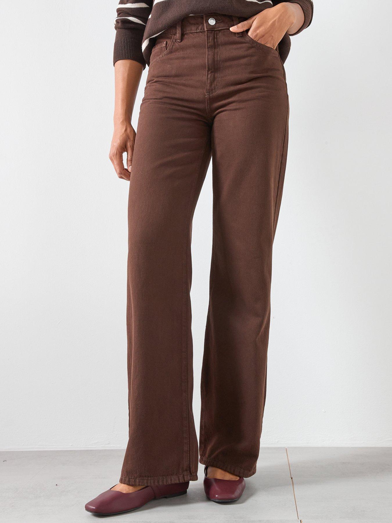  image of mango-danila-wide-leg-high-rise-jeans-brown