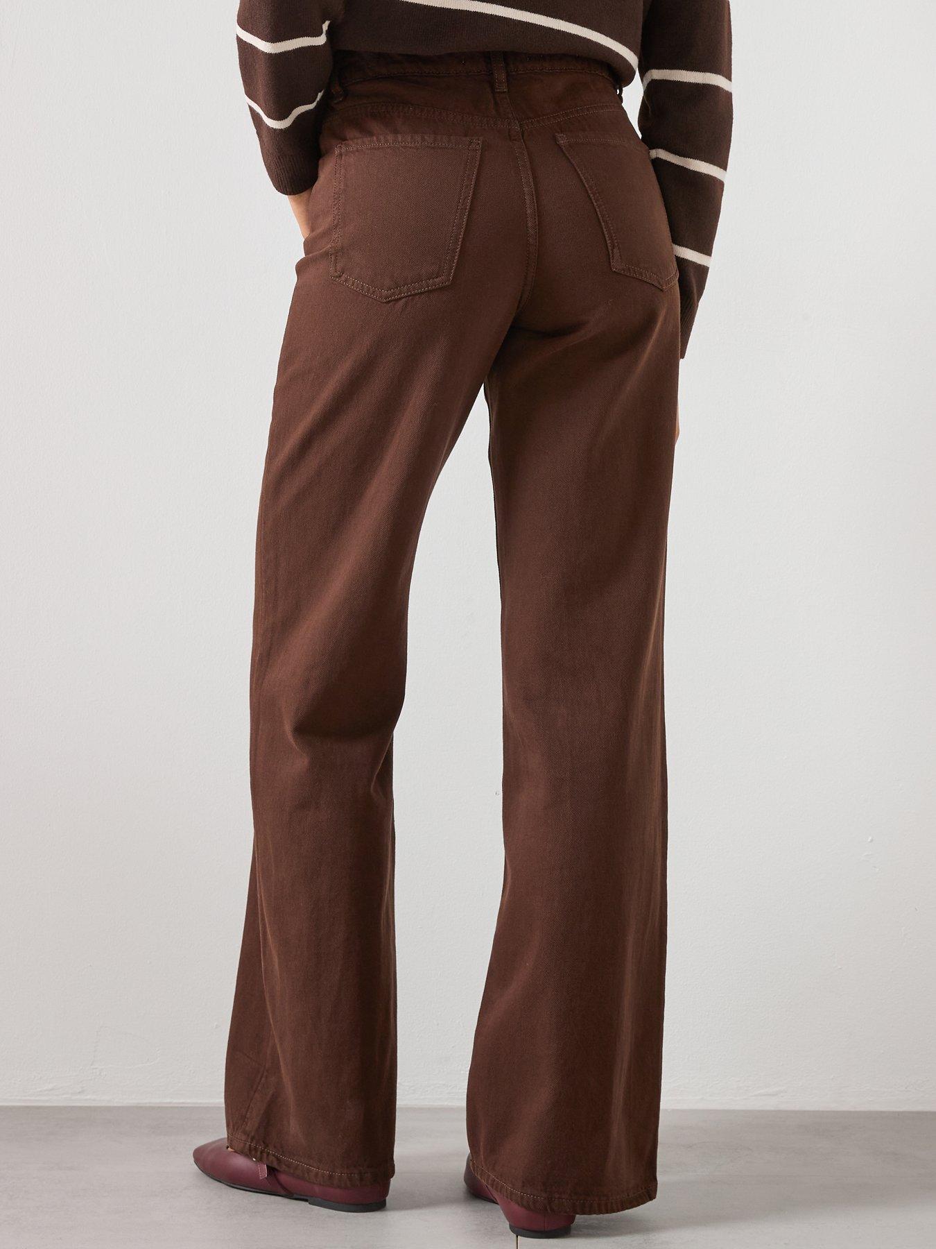  image of mango-danila-wide-leg-high-rise-jeans-brown