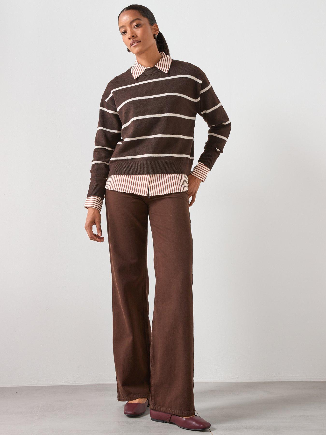  image of mango-danila-wide-leg-high-rise-jeans-brown