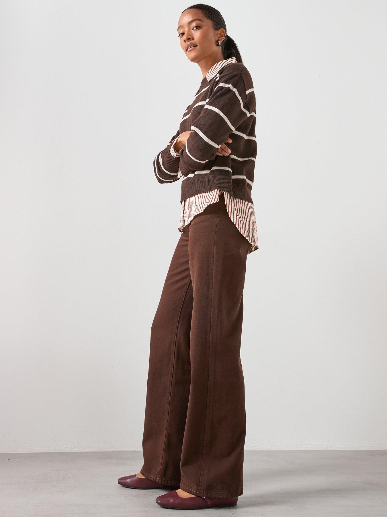  image of mango-danila-wide-leg-high-rise-jeans-brown