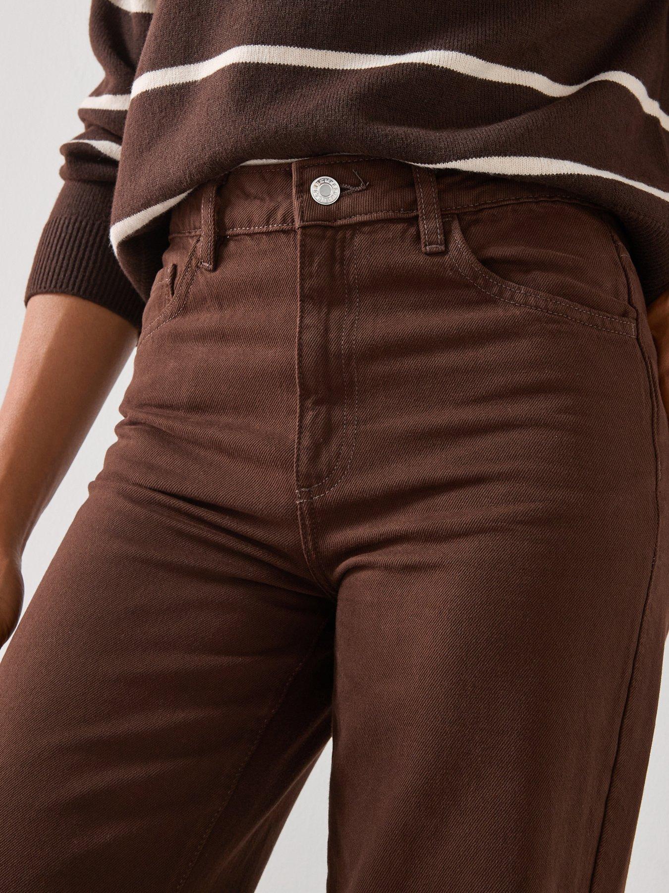  image of mango-danila-wide-leg-high-rise-jeans-brown