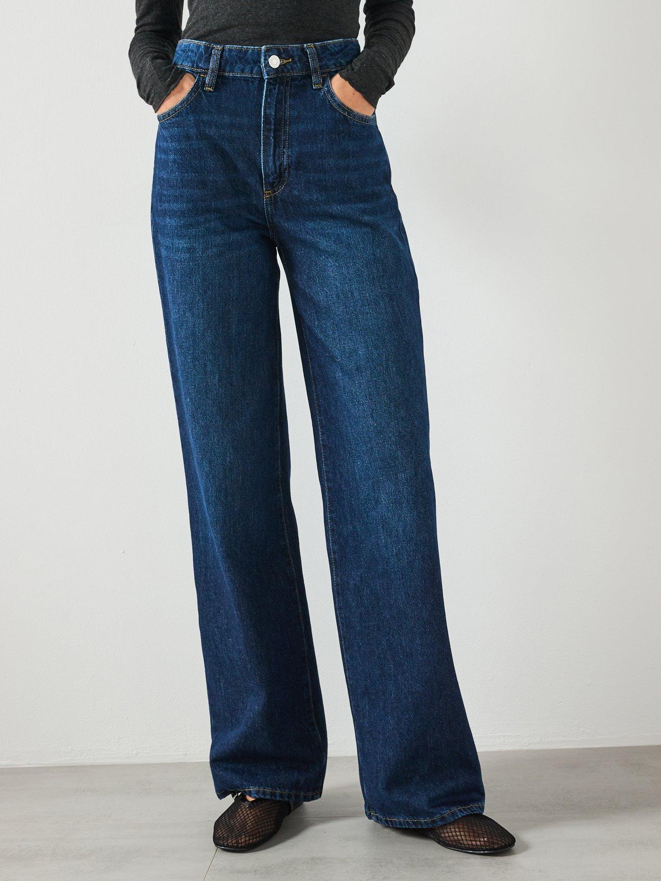 Mango Danila Wide Leg High Rise Jeans - Blue
