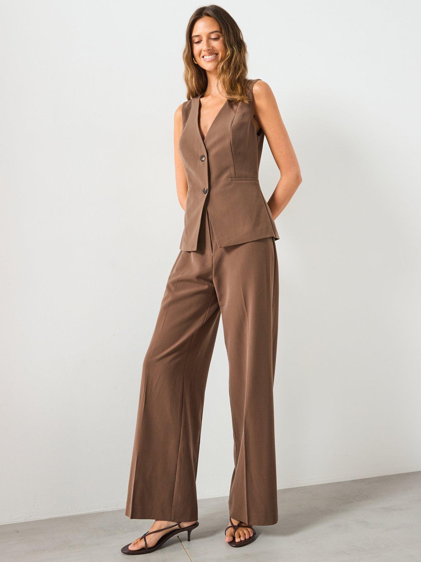 Image 3 of 6 of Mango Long Suit Style Jumpsuit - Brown