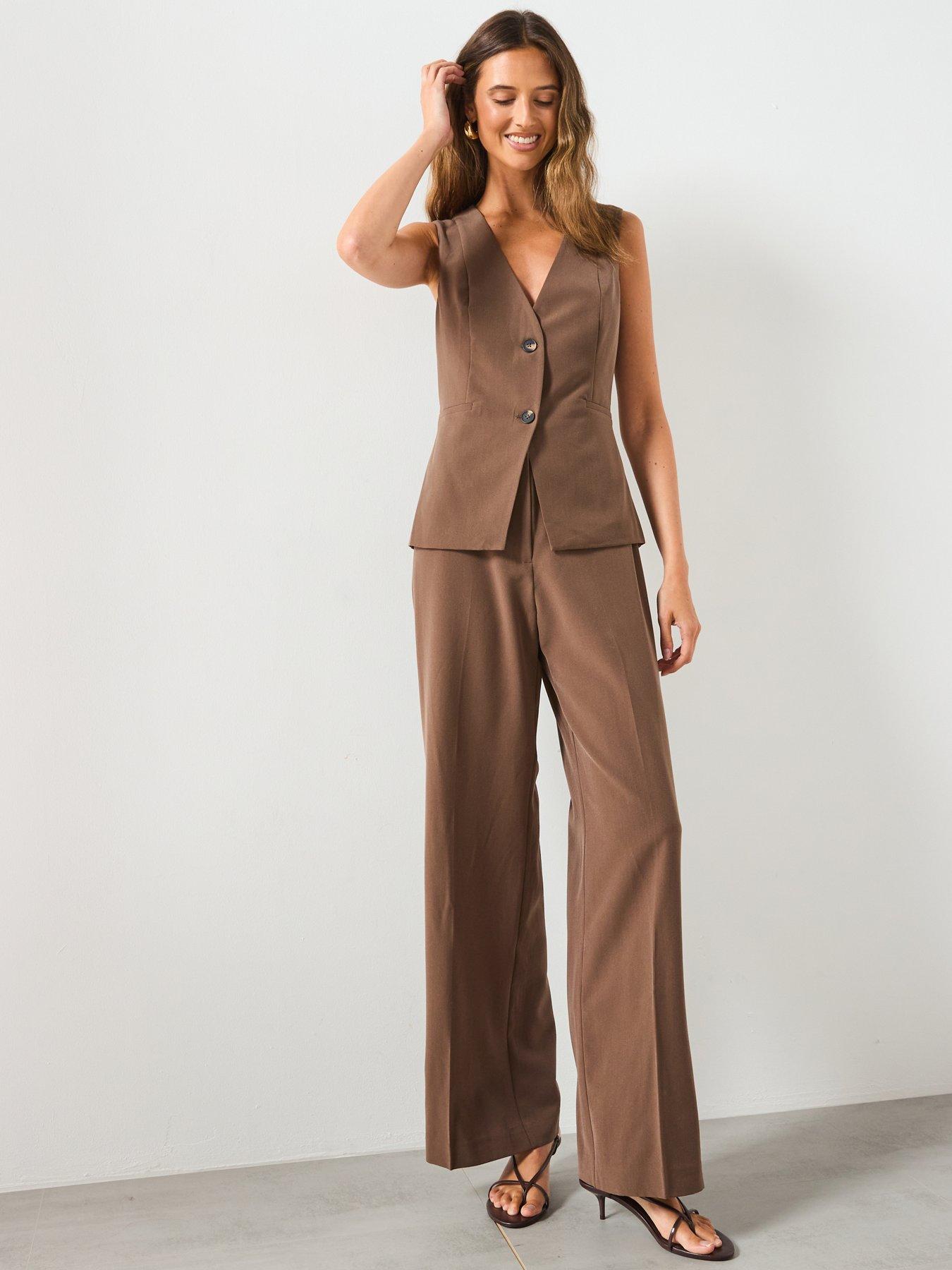 Image 5 of 6 of Mango Long Suit Style Jumpsuit - Brown