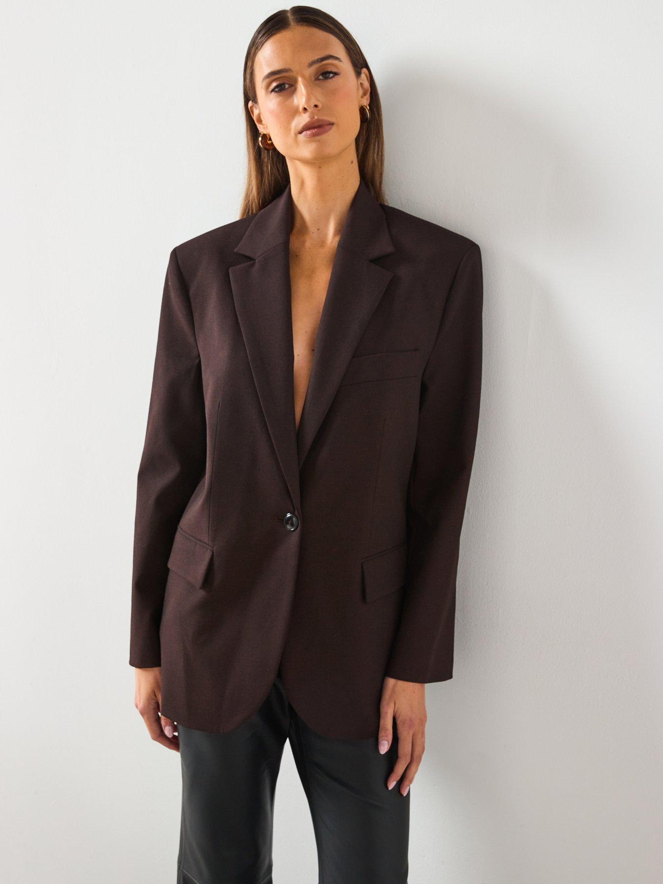 Image 5 of 6 of Mango Straight Fit Suit Jacket - Brown