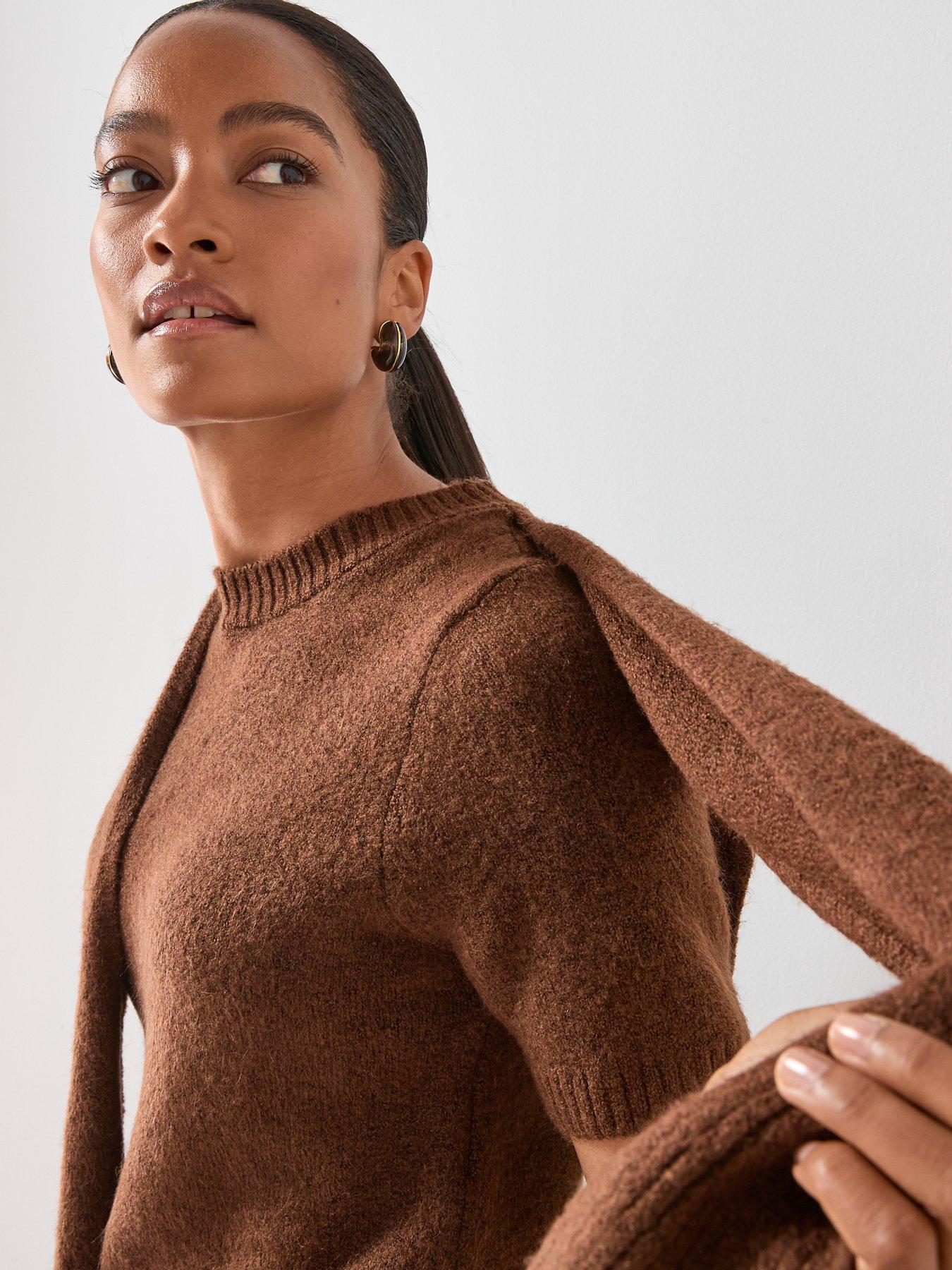 Image 5 of 6 of Mango Combined Short Sleeve Jumper- Brown