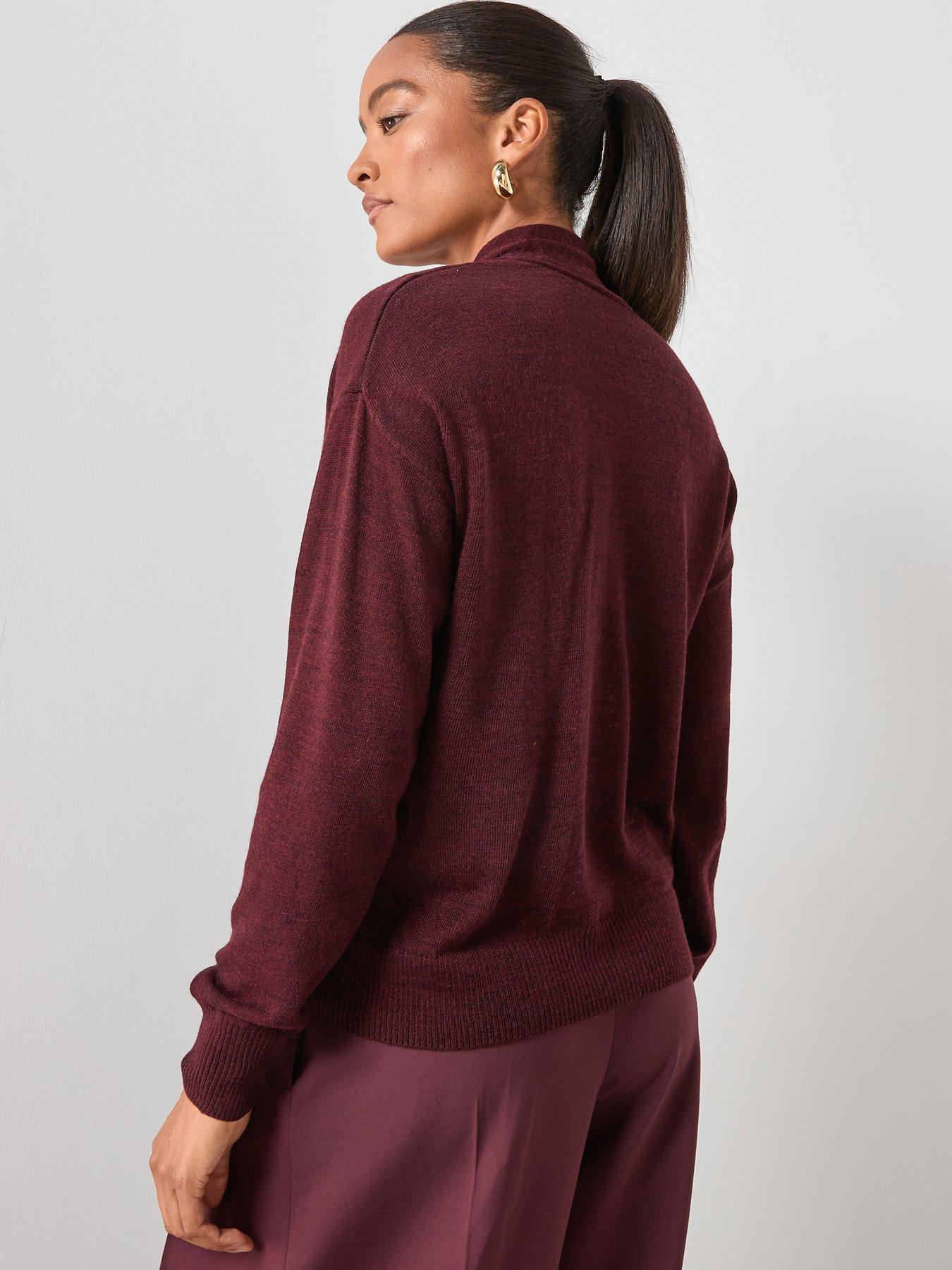 stillFront image of mango-v-neck-jumper-with-scarf-red