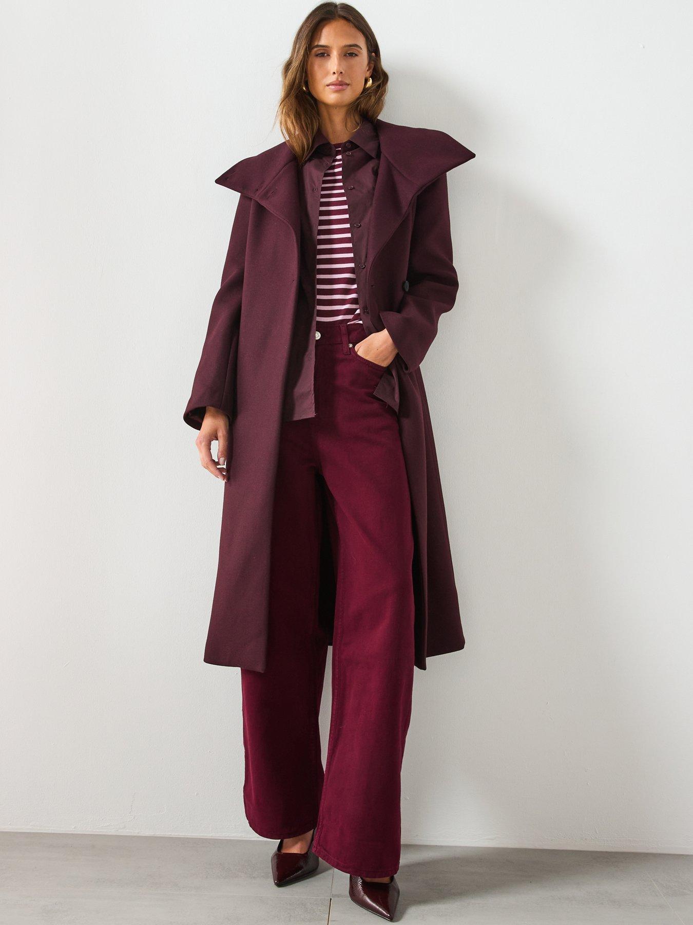Image 5 of 5 of Mango Wool Coat With Belt - Purple