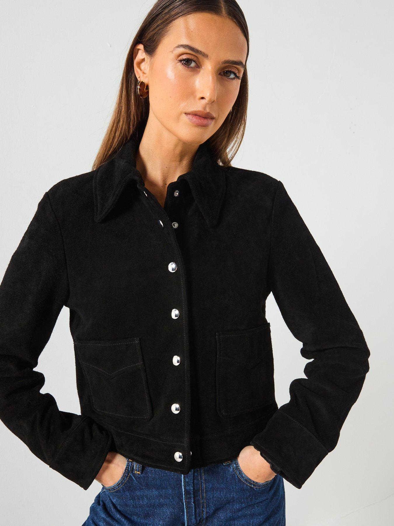 undefined Suede Leather Jacket With Buttons