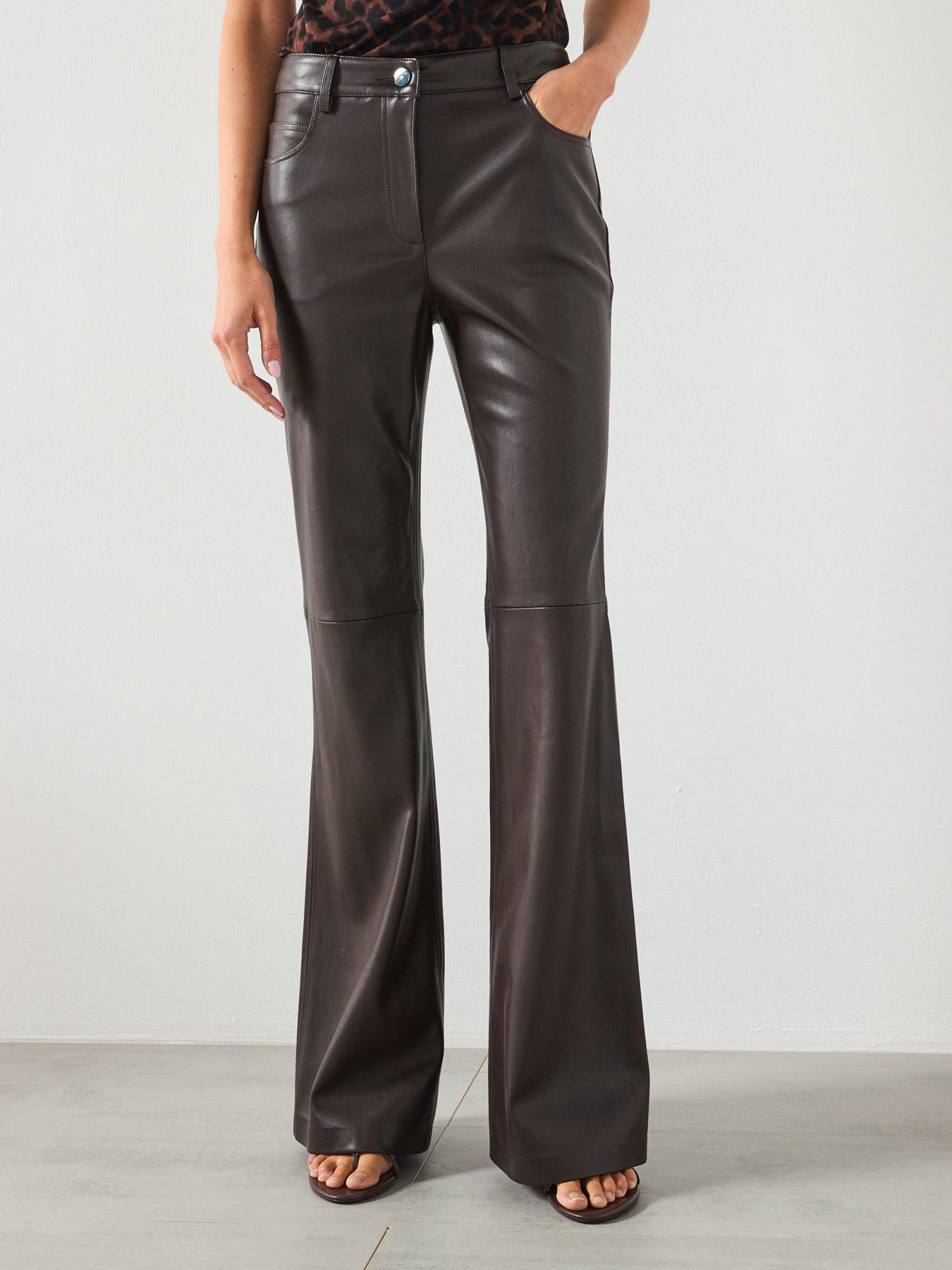 undefined Leather Effect Skinny Trousers - Brown