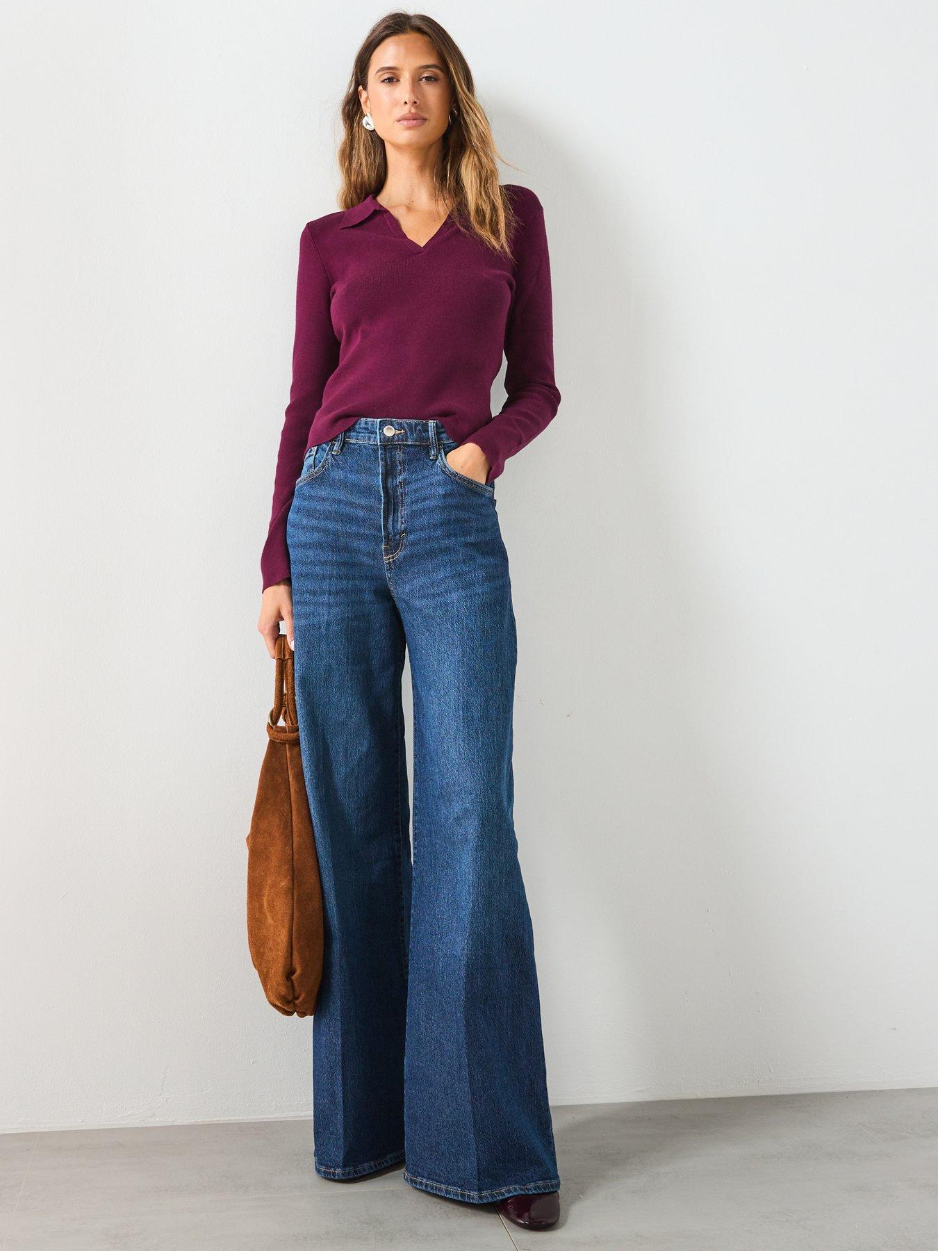 Image 3 of 6 of Mango Long Sleeved Polo Collar Sweater - Purple