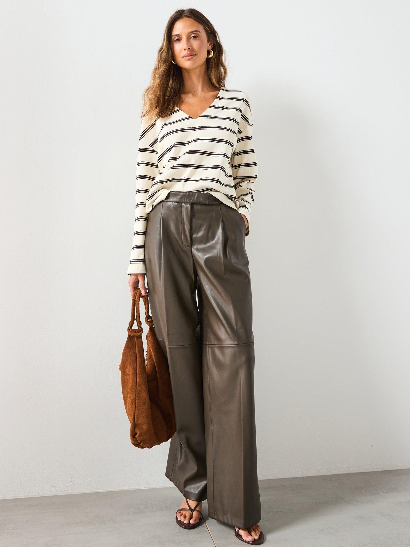 Image 3 of 6 of Mango Striped Cotton Blend Sweatshirt - Cream