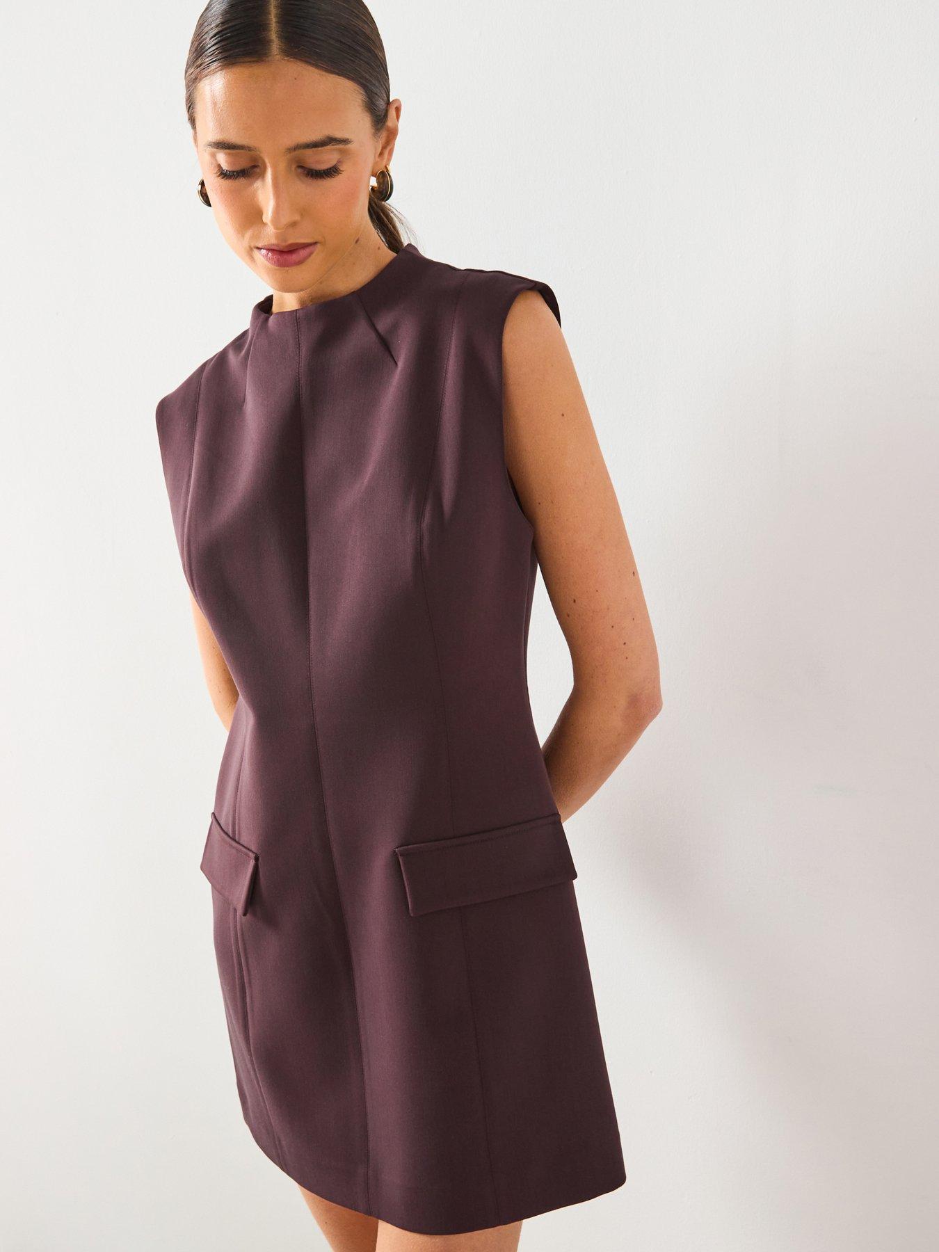 mango-short-dress-with-patch-pockets-brown
