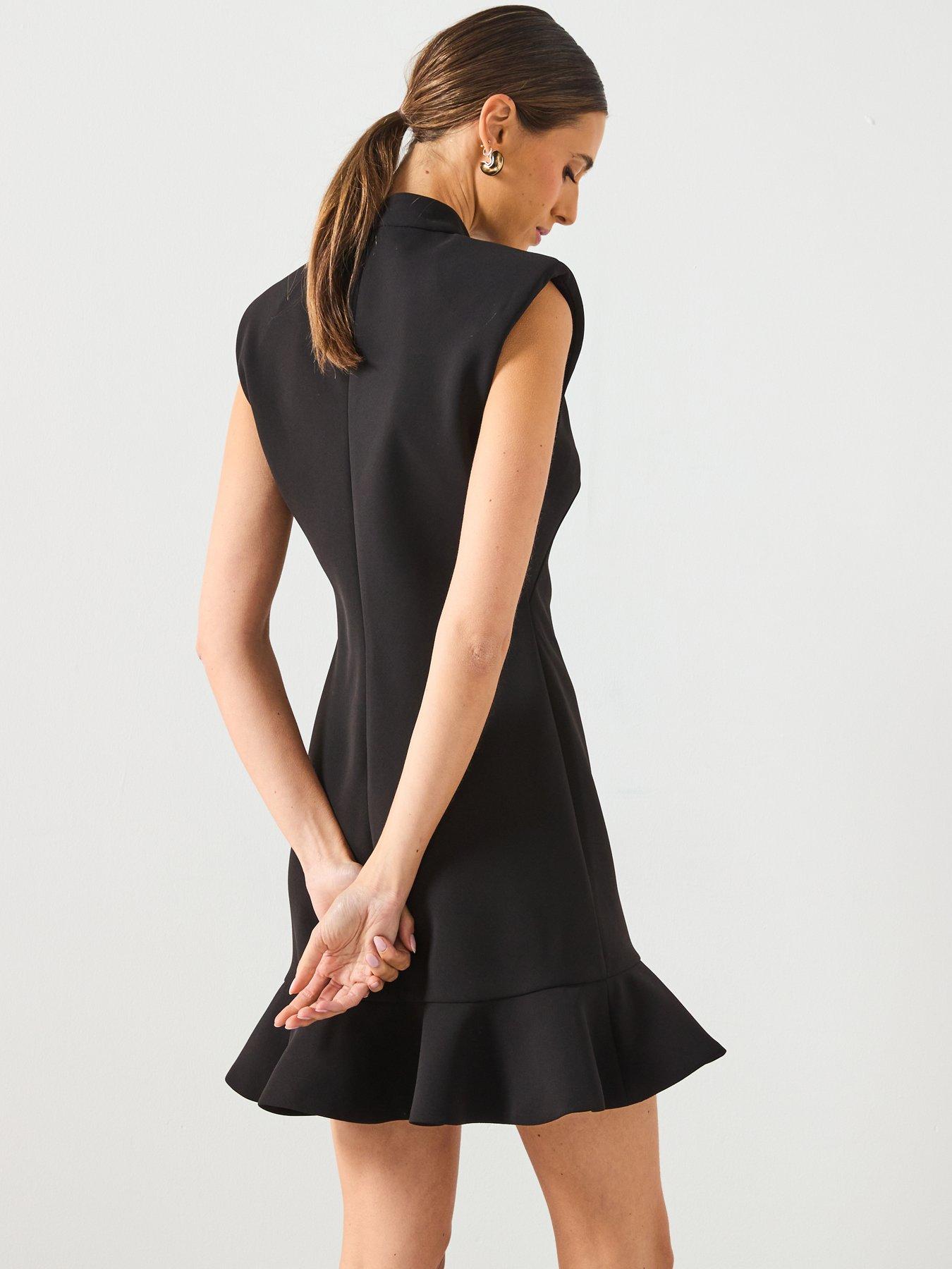 Image 5 of 6 of Mango Short Dress With Ruffles - Black