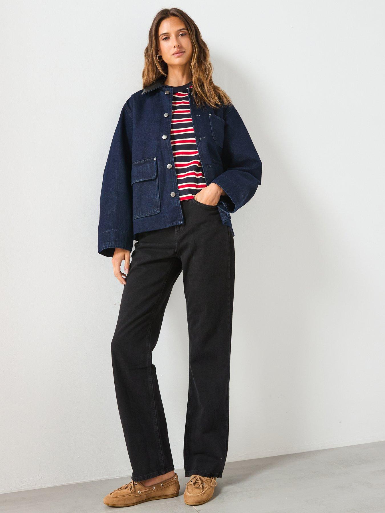 Image 3 of 6 of Mango Denim Jacket with Leather Effect Collar - Blue