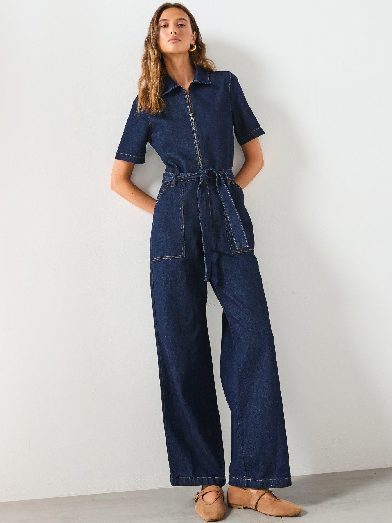 Image 2 of 6 of Mango Belt Denim Jumpsuit