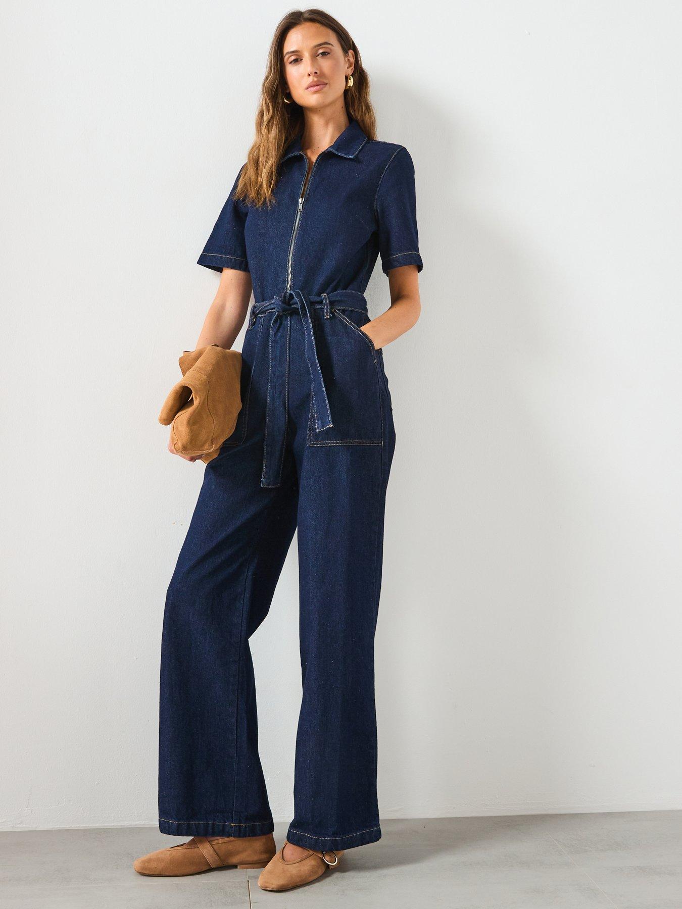 Image 3 of 6 of Mango Belt Denim Jumpsuit