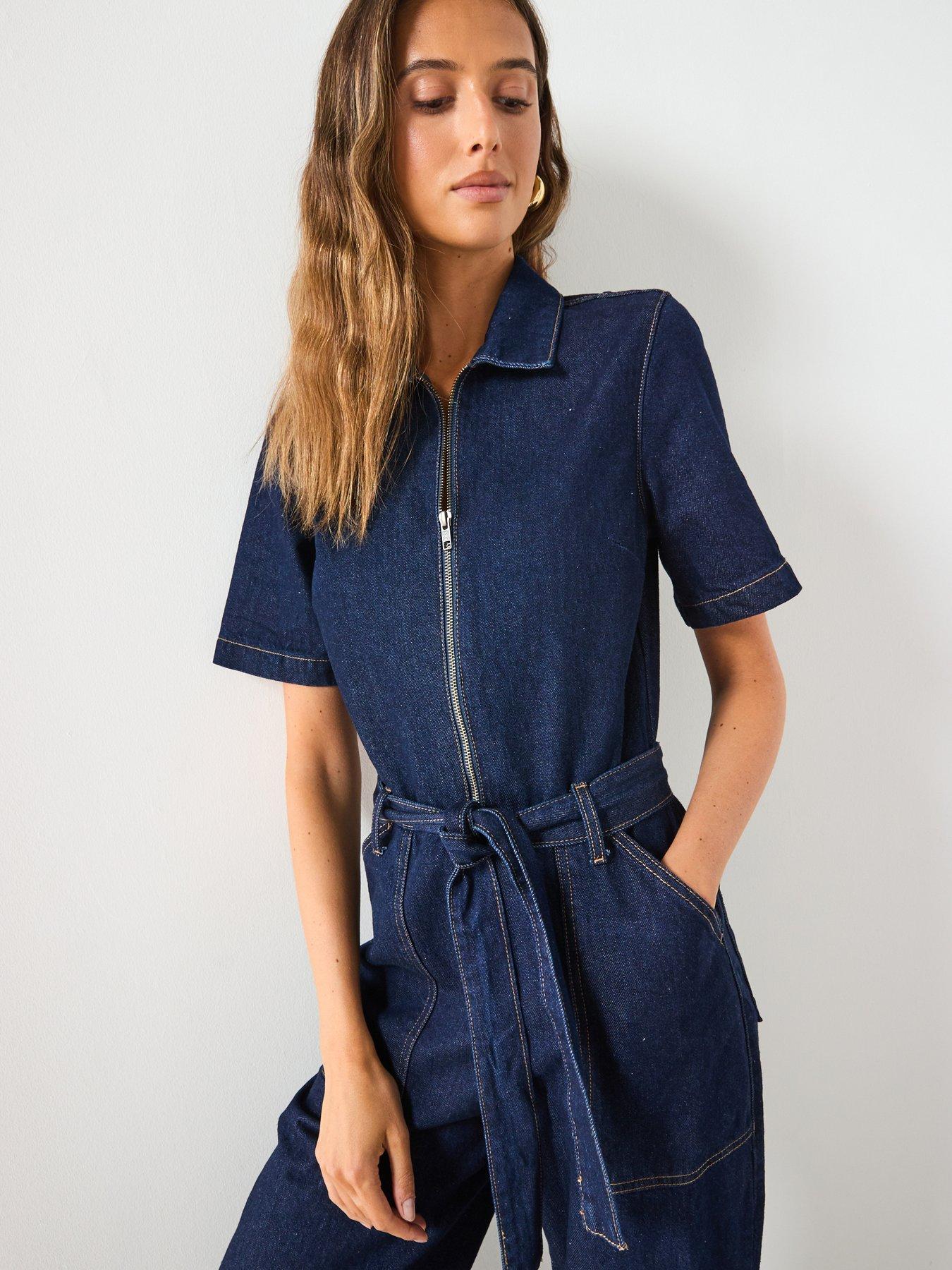 Image 4 of 6 of Mango Belt Denim Jumpsuit