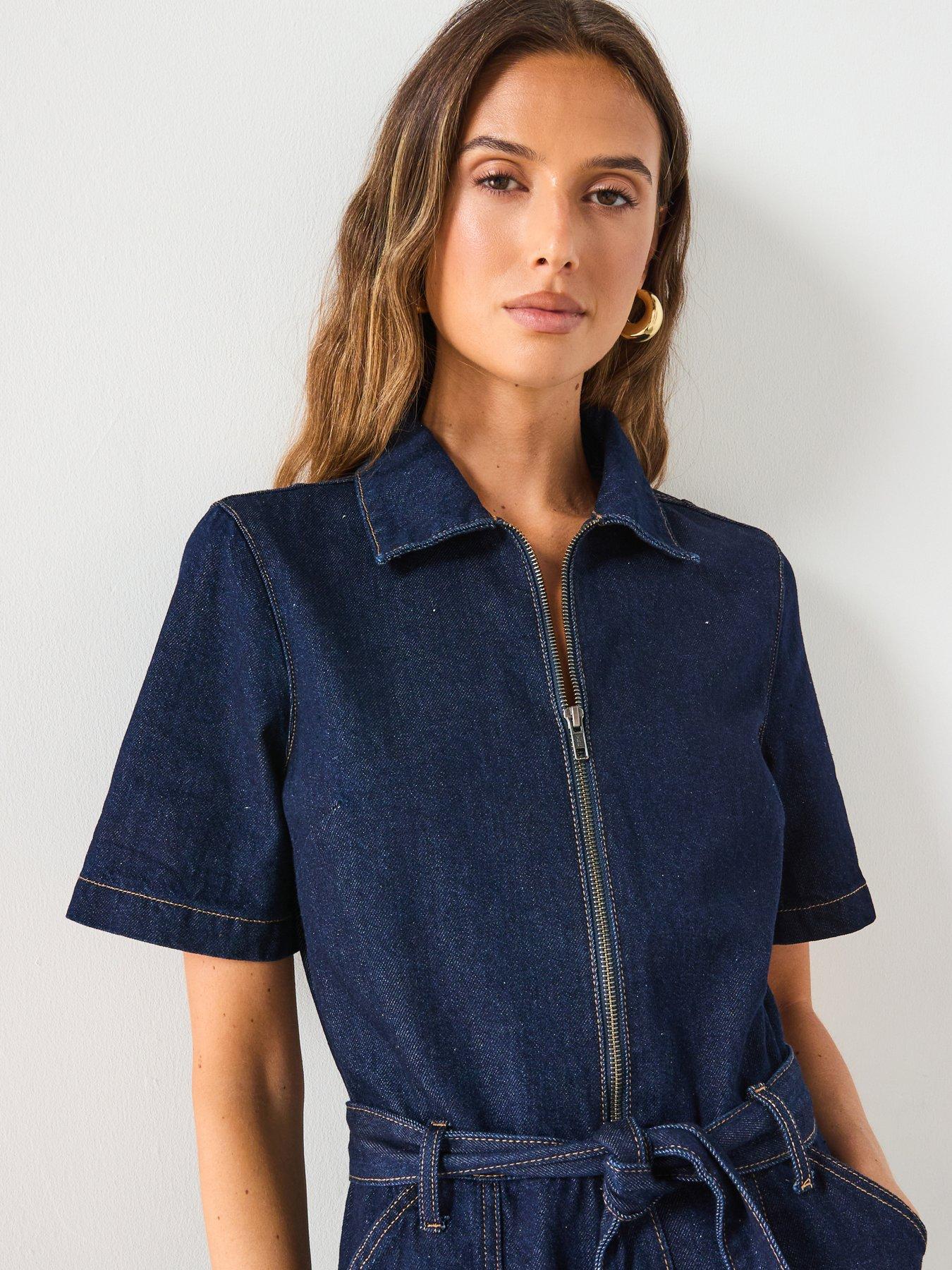 Image 5 of 6 of Mango Belt Denim Jumpsuit