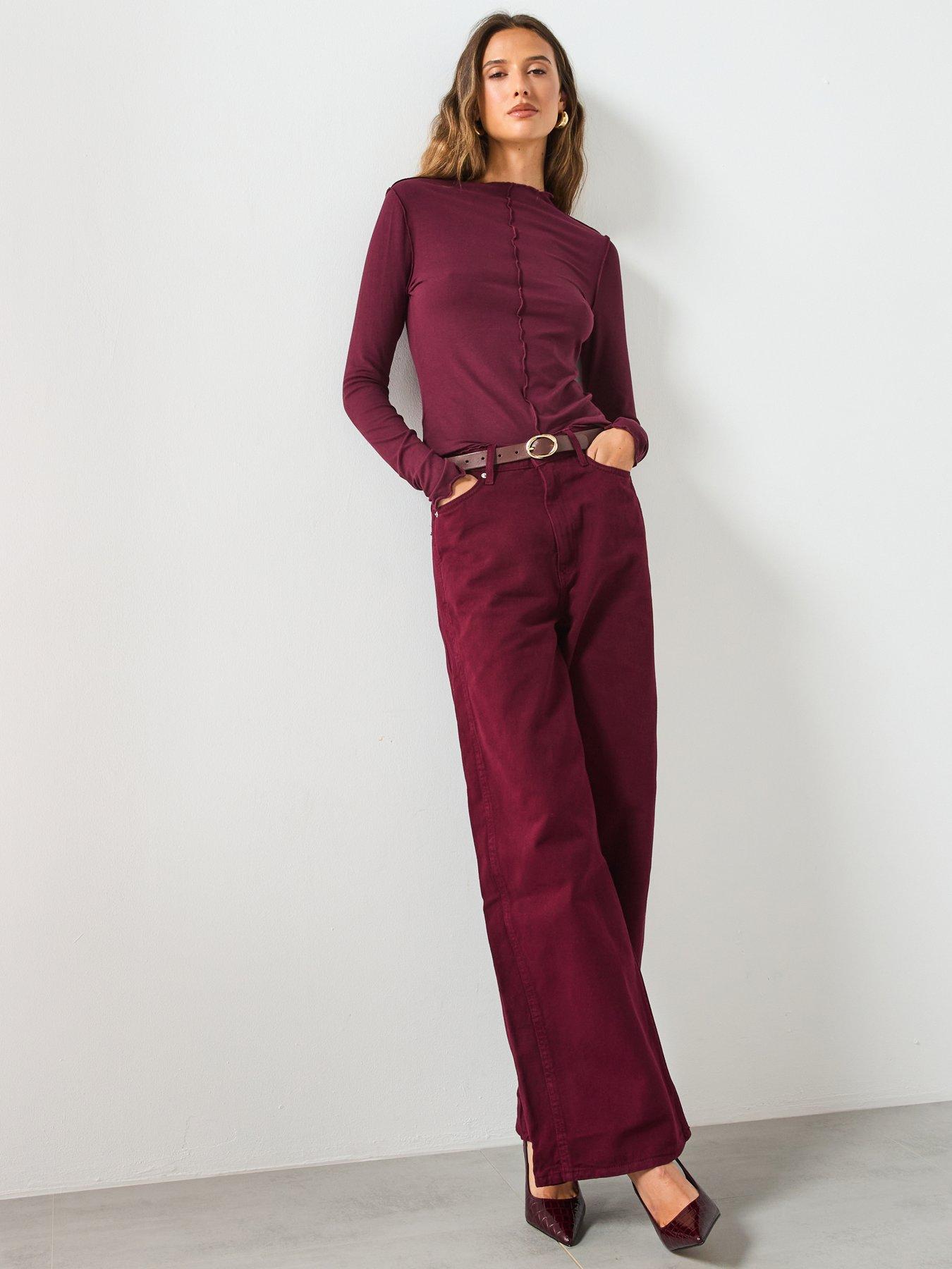 Image 3 of 6 of Mango Scalloped Edges T-Shirt - Red
