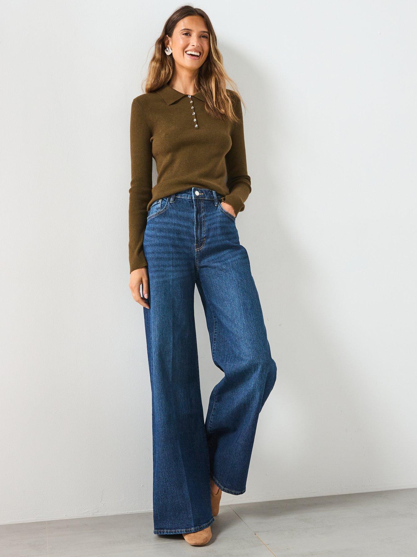 Image 5 of 6 of Mango Polo Collar Ribbed Sweater - Khaki