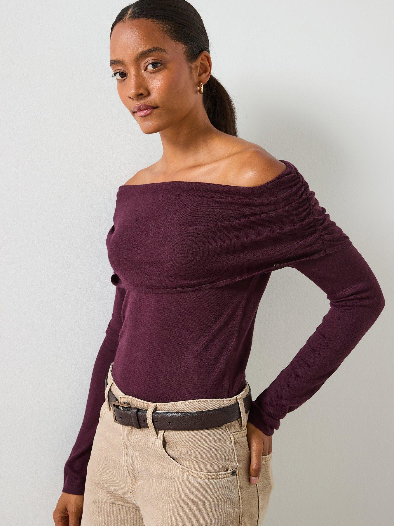 Mango Fitted Jumper With Draped Neckline - Red
