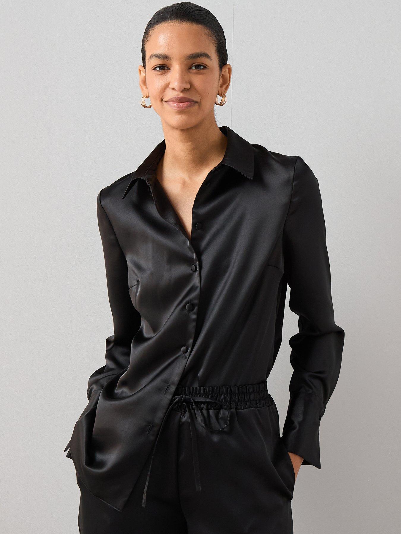 undefined Satin Shirt Co-ord  - Black