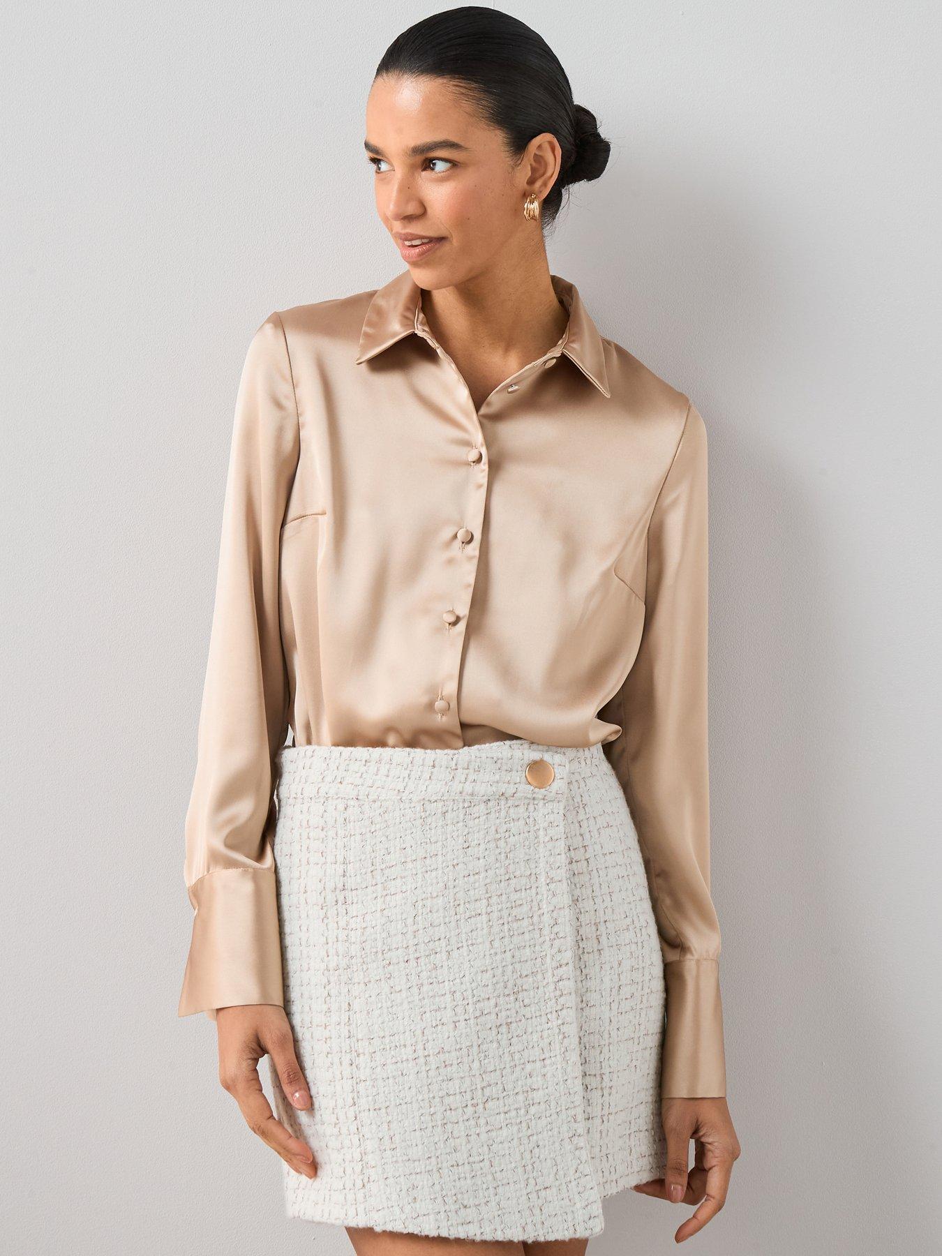 undefined Satin Collared Shirt - Gold
