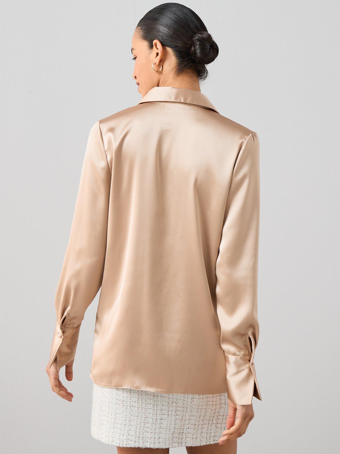 Image 2 of 6 of The Very Collection Satin Collared Shirt - Gold