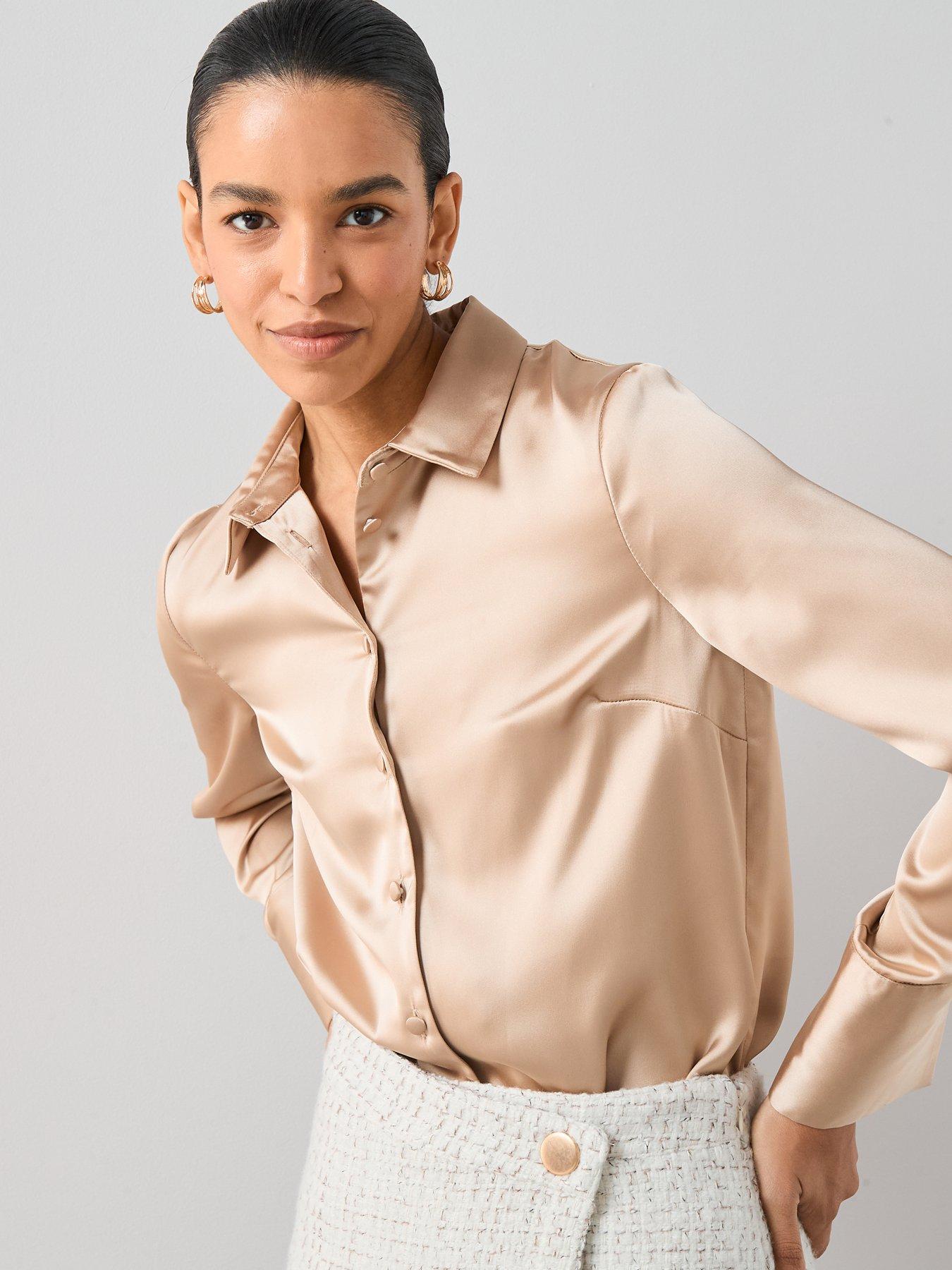 Image 5 of 6 of The Very Collection Satin Collared Shirt - Gold