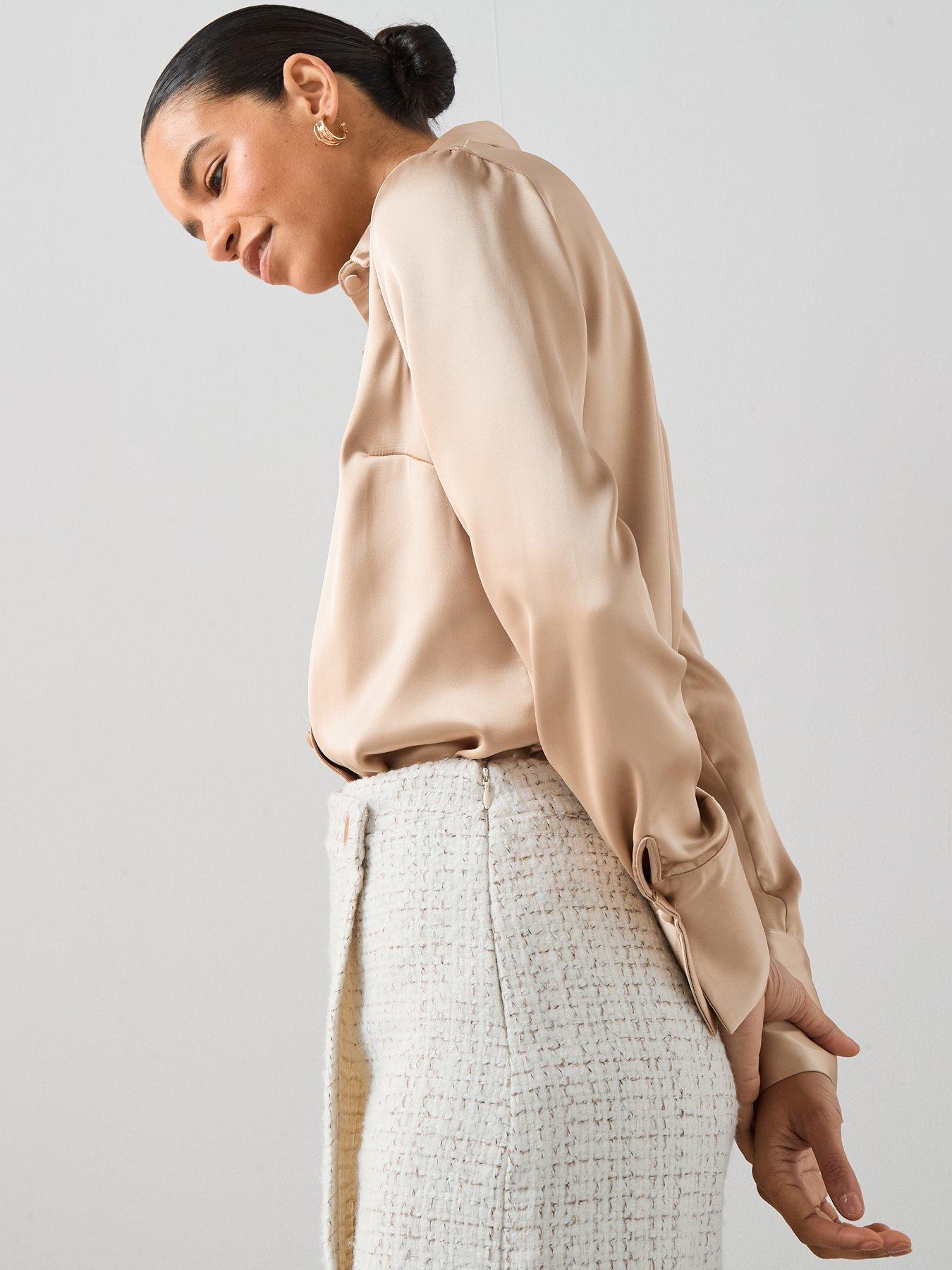 Image 6 of 6 of The Very Collection Satin Collared Shirt - Gold