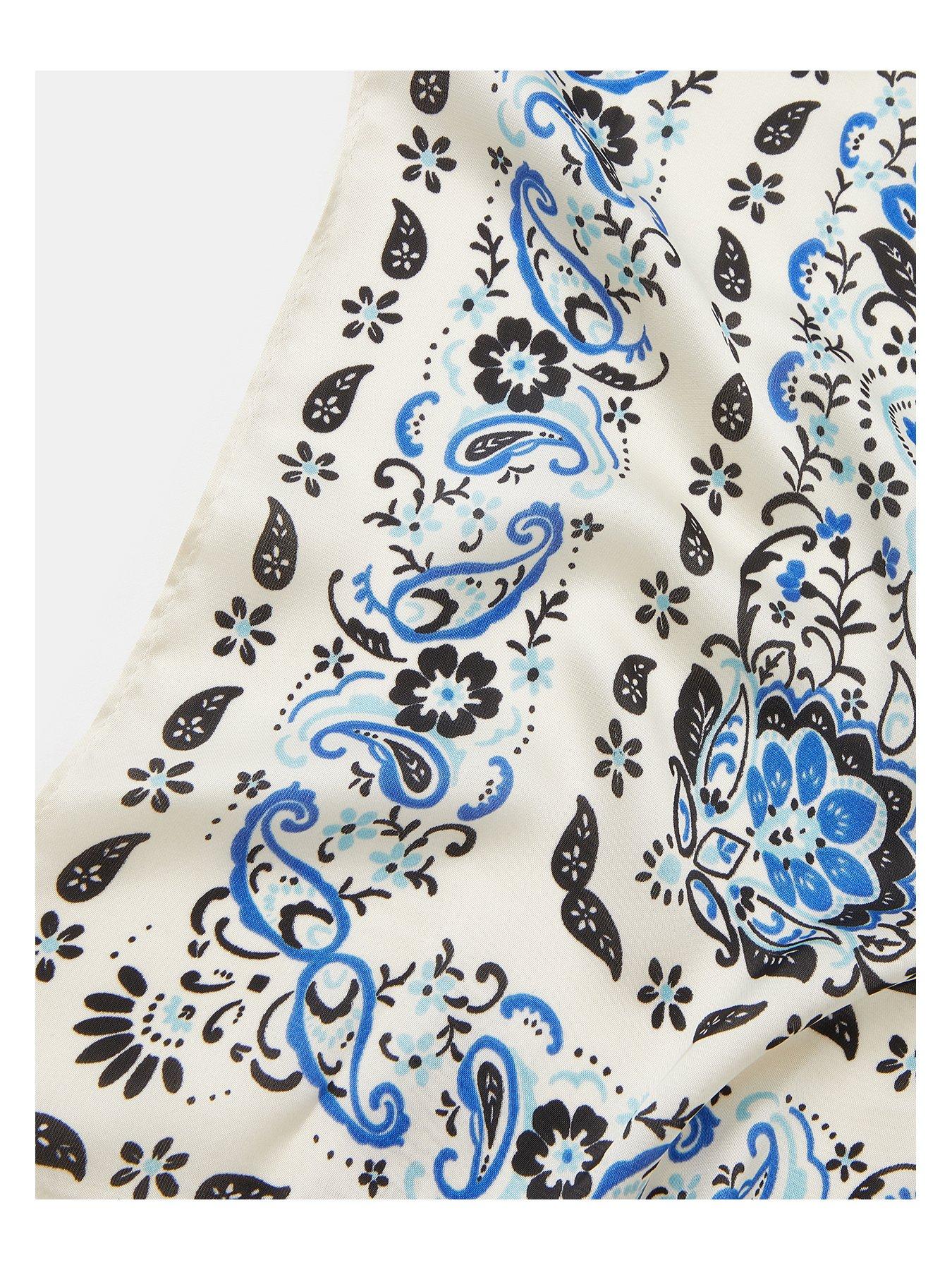 Image 2 of 2 of Accessorize Paisley Square Satin Scarf - Cream
