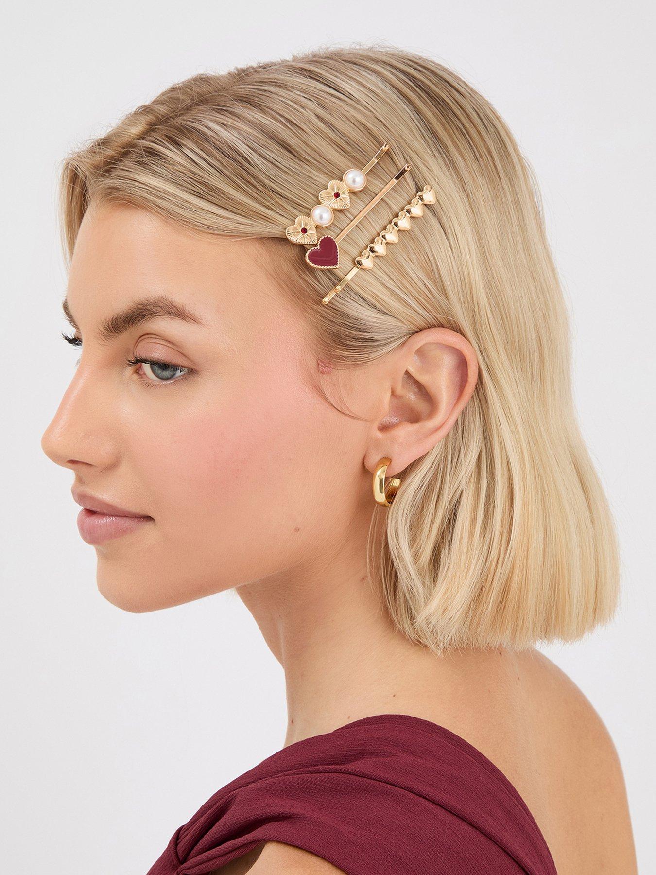 Image 2 of 3 of Accessorize 3-Pack Heart Hair Slides - Gold