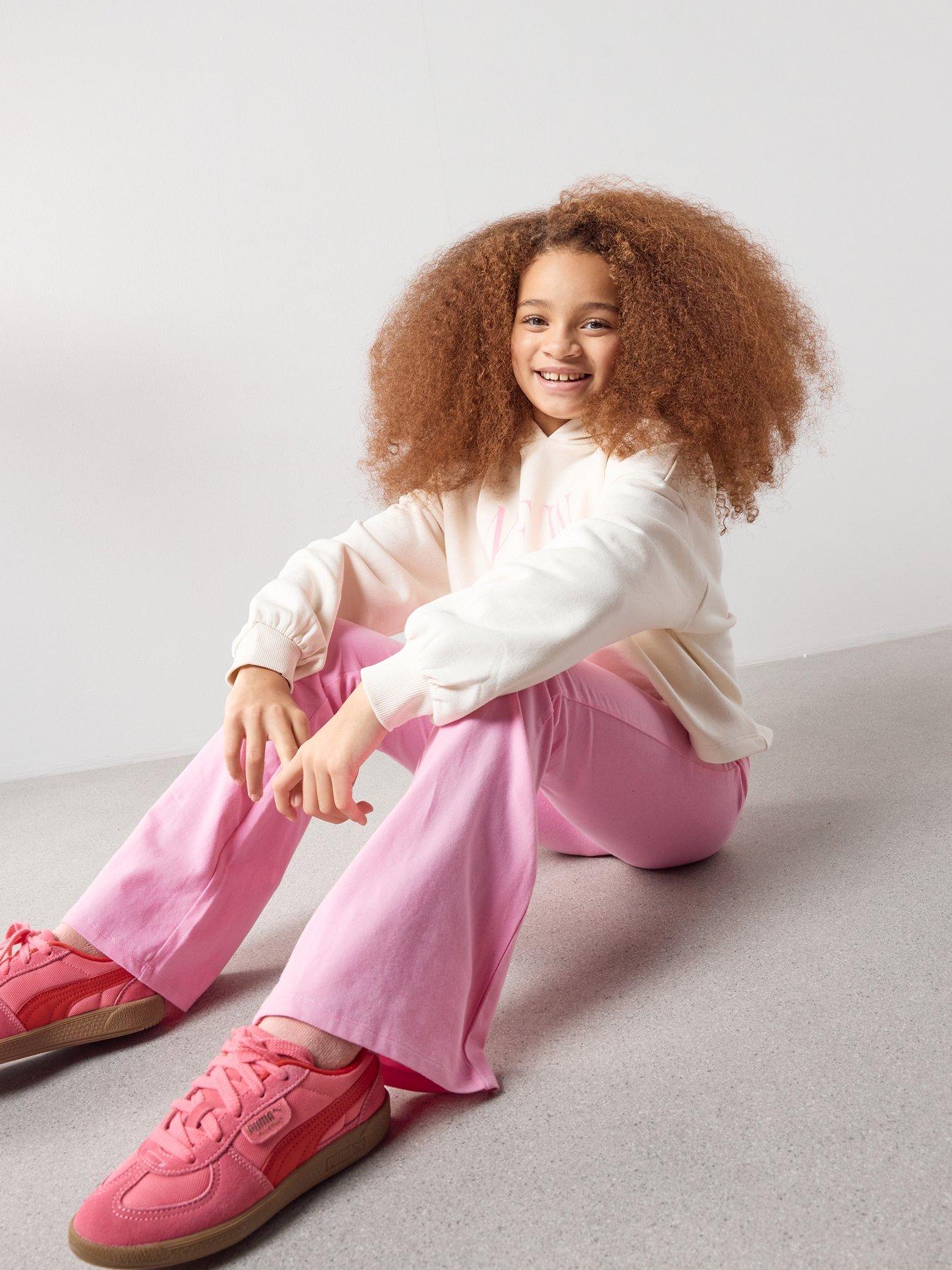 Image 6 of 7 of The Very Collection Girls Contrast Sweat Hoody and Bottoms - Cream/Pink