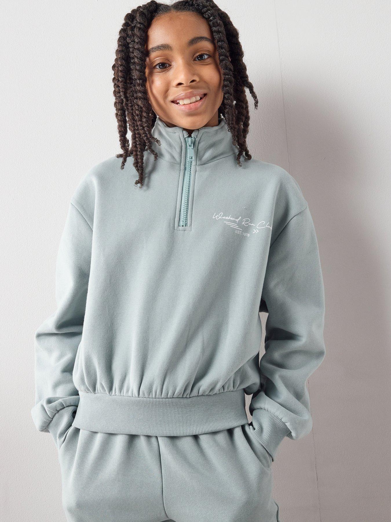 the-very-collection-girls-half-zip-up-sweatshirt-green