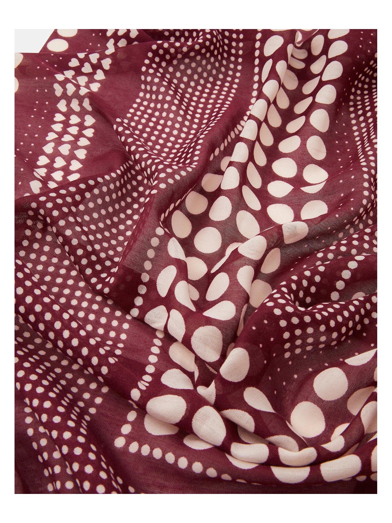  image of accessorize-large-polka-dot-heart-scarf-red