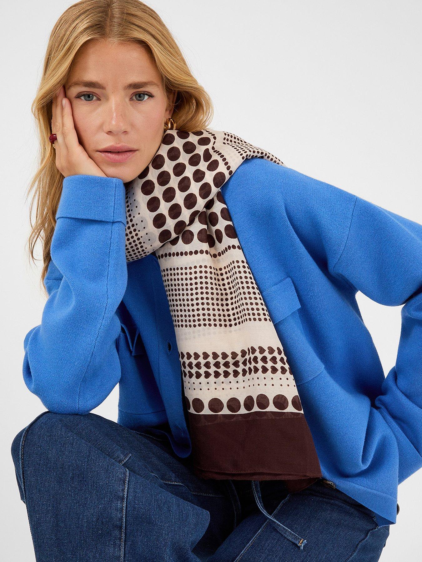 Image 2 of 3 of Accessorize Large Polka Dot Heart Satin Scarf - Ivory