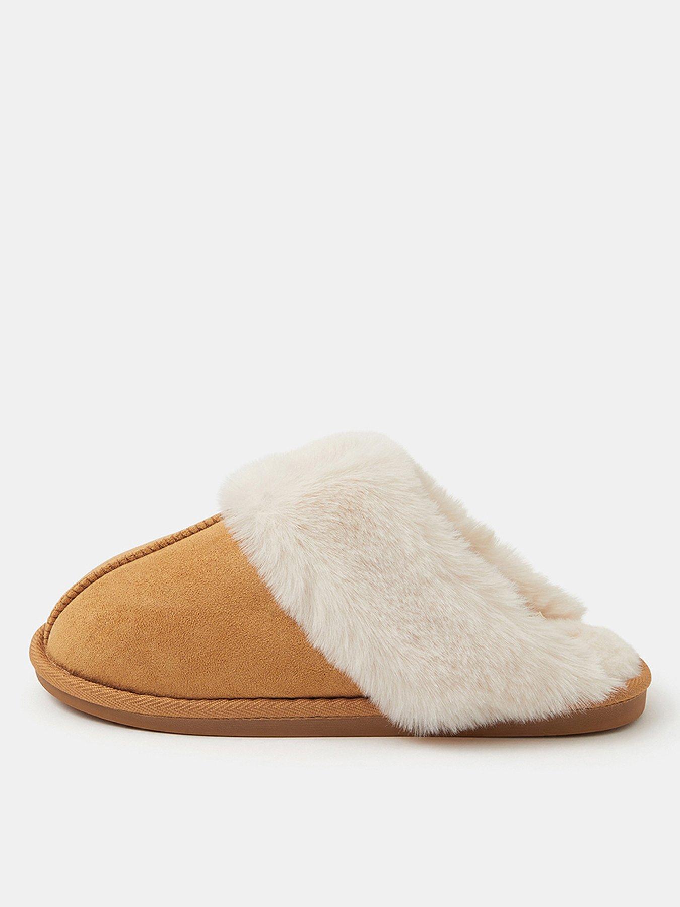 Image 1 of 4 of Accessorize Suedette Mule Slippers - Brown
