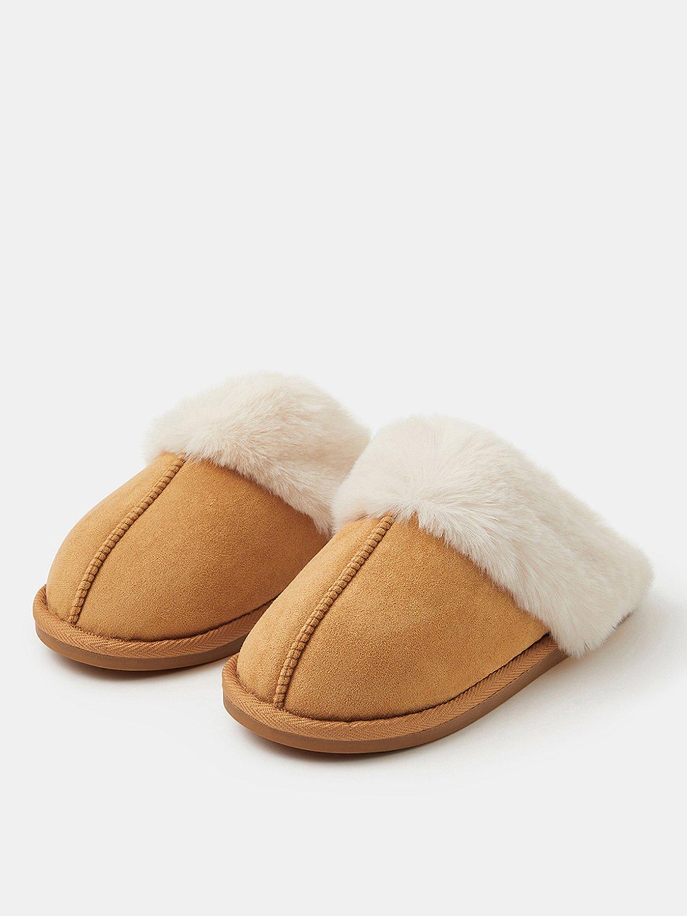 Image 2 of 4 of Accessorize Suedette Mule Slippers - Brown
