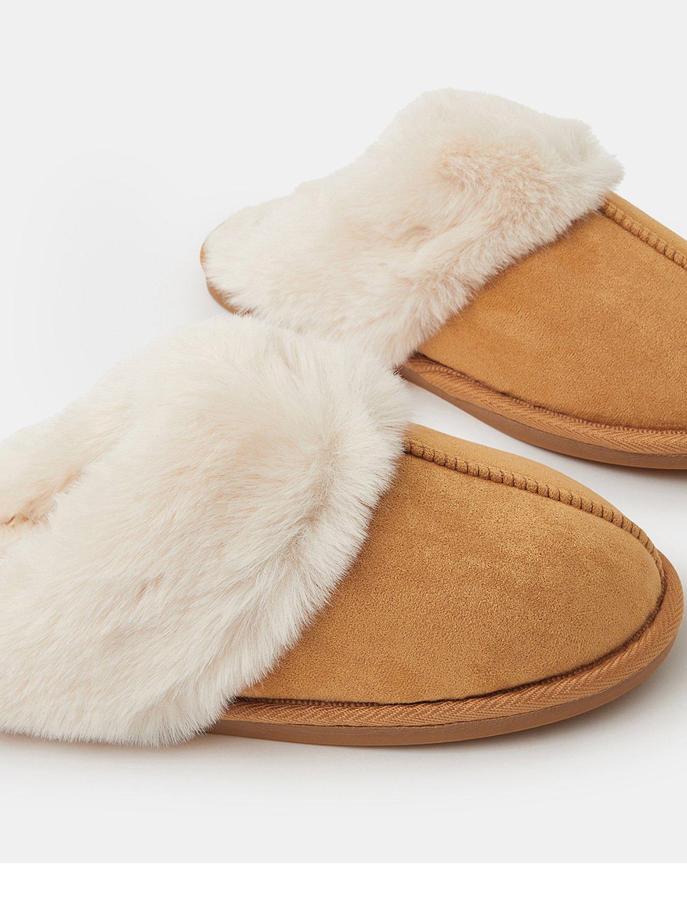 Image 3 of 4 of Accessorize Suedette Mule Slippers - Brown