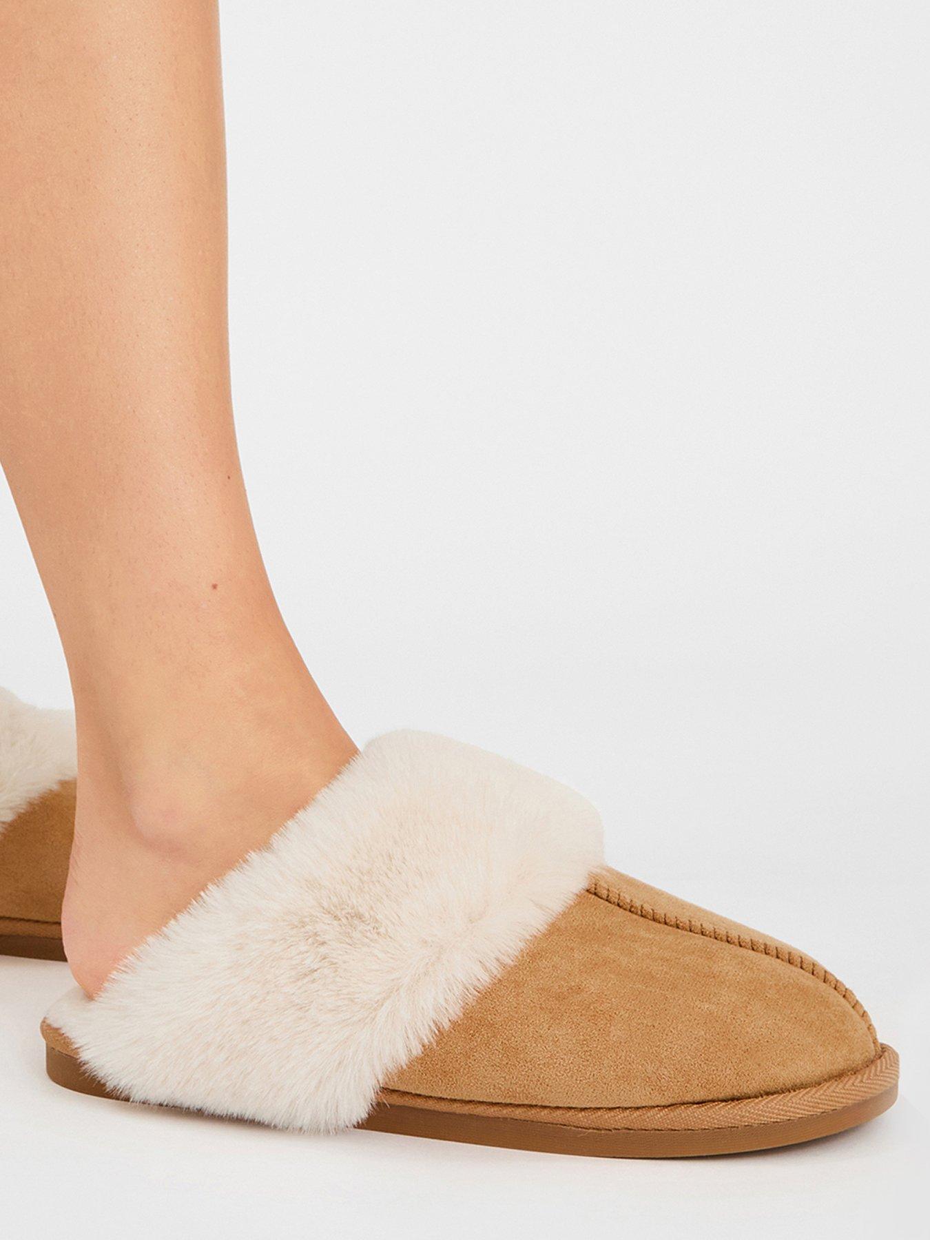 Image 4 of 4 of Accessorize Suedette Mule Slippers - Brown